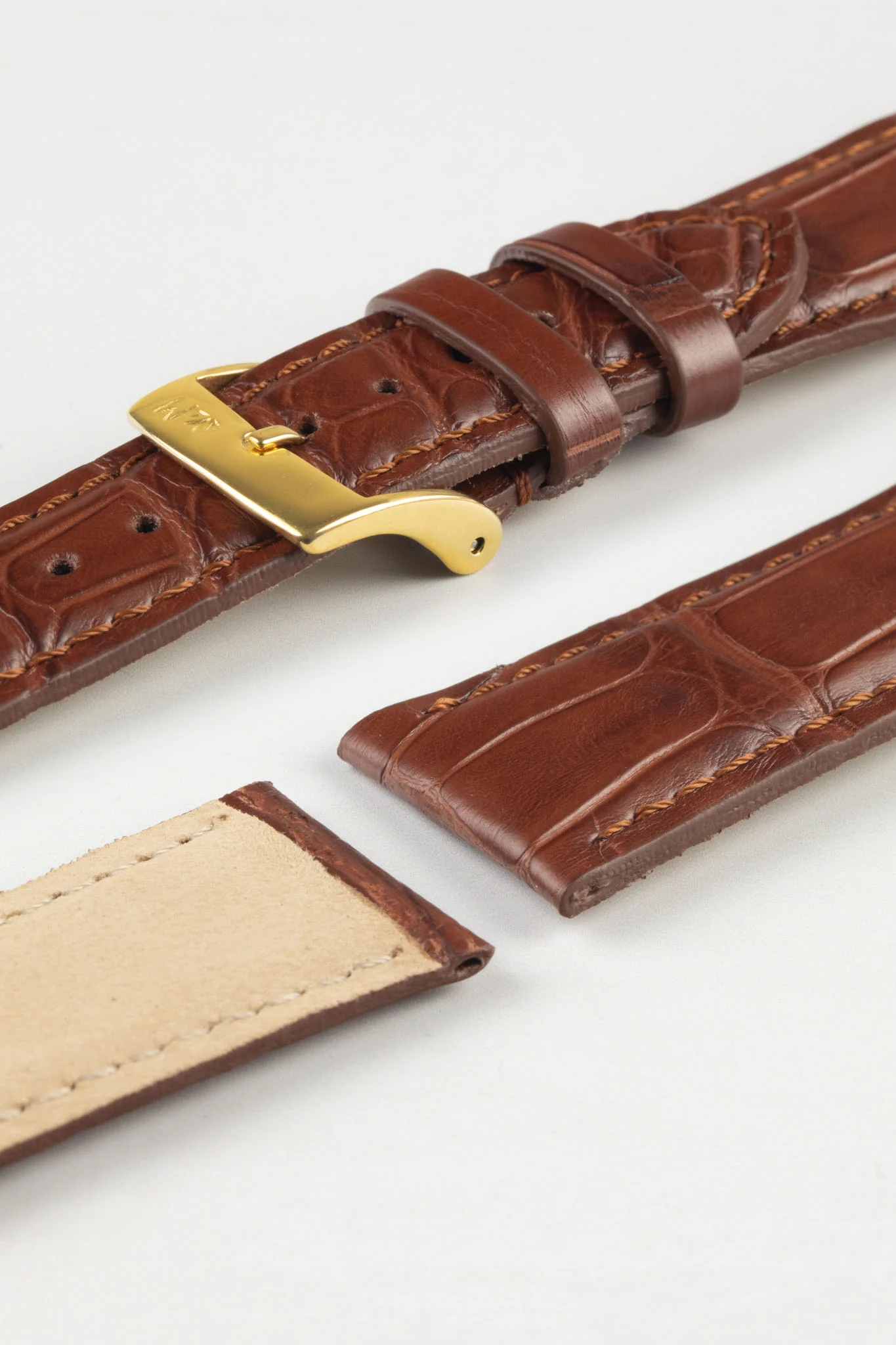 Morellato AMADEUS Genuine Alligator Watch Strap in GOLD BROWN - Image 7