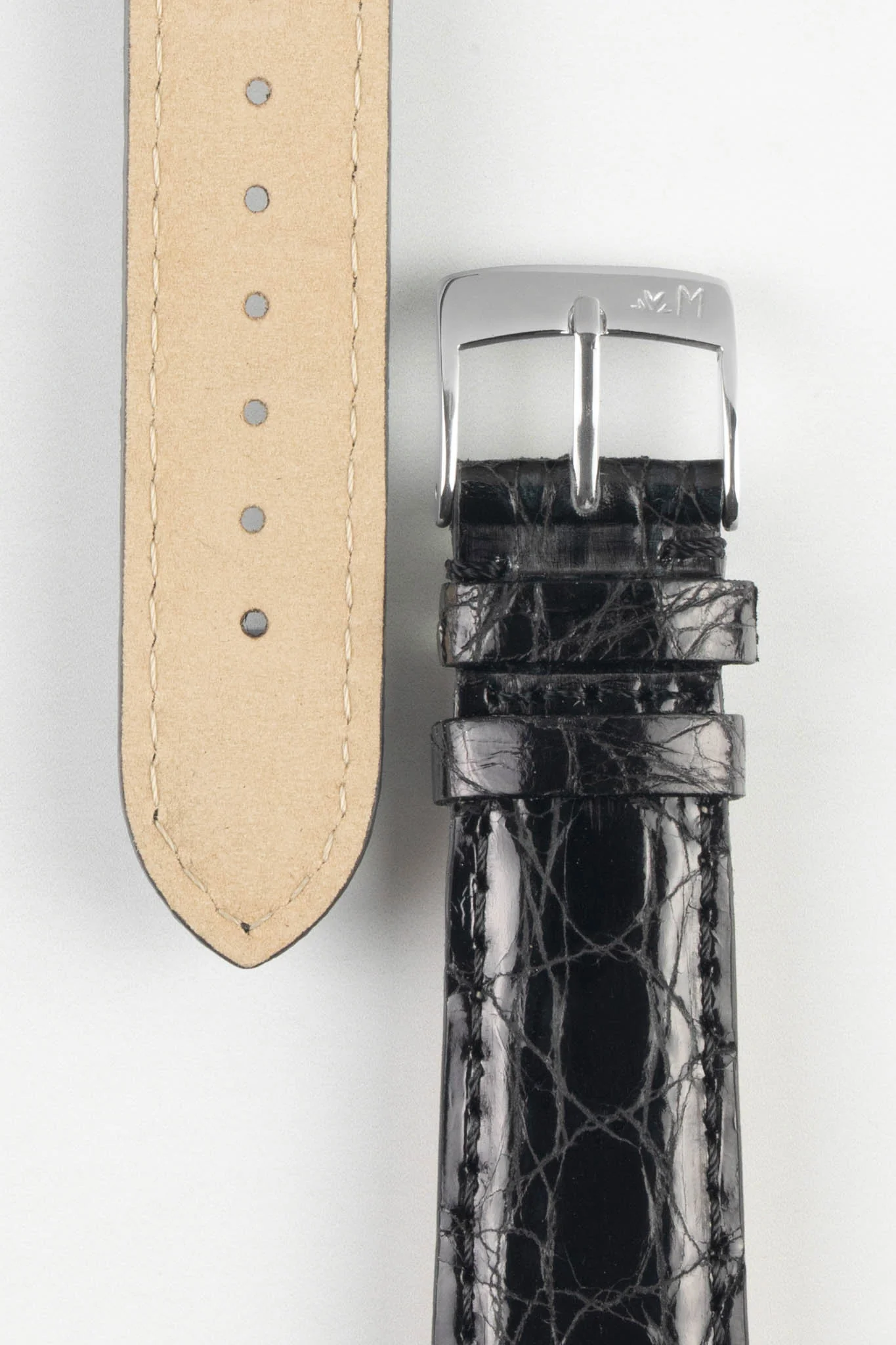 Morellato AMADEUS Genuine Crocodile Leather Watch Strap in BLACK - Image 3