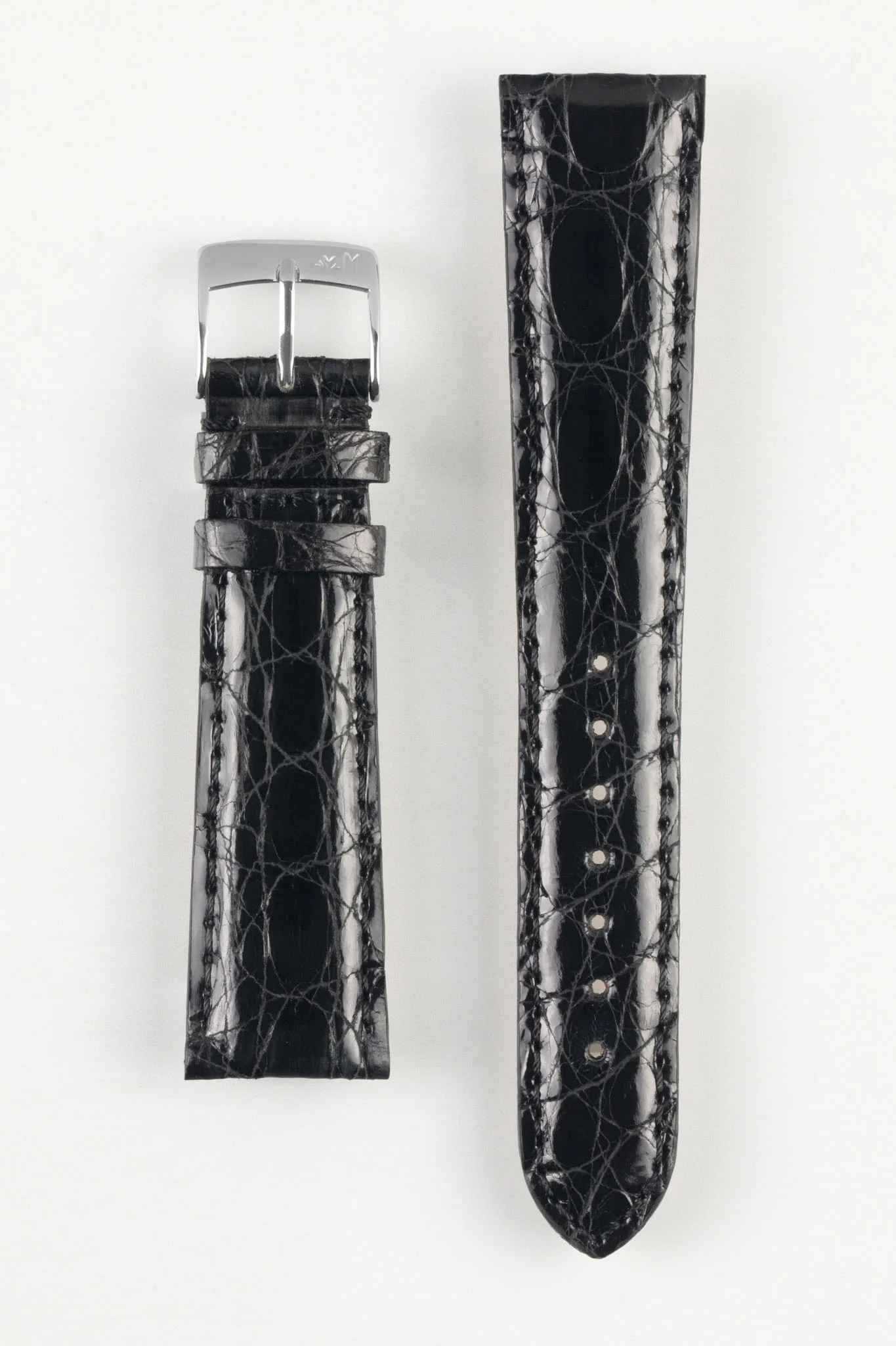 Morellato AMADEUS Genuine Crocodile Leather Watch Strap in BLACK - Image 8