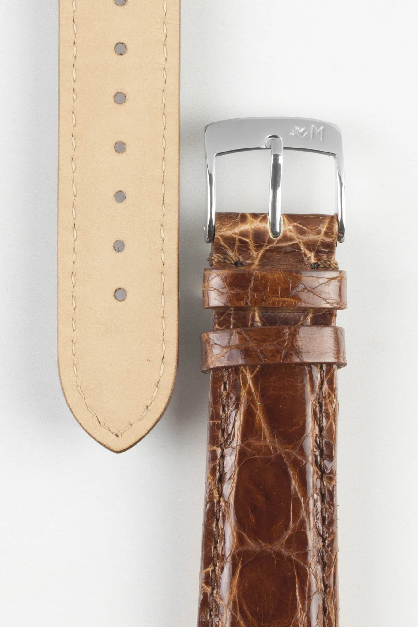 Morellato AMADEUS Genuine Crocodile Leather Watch Strap in BROWN - Image 3