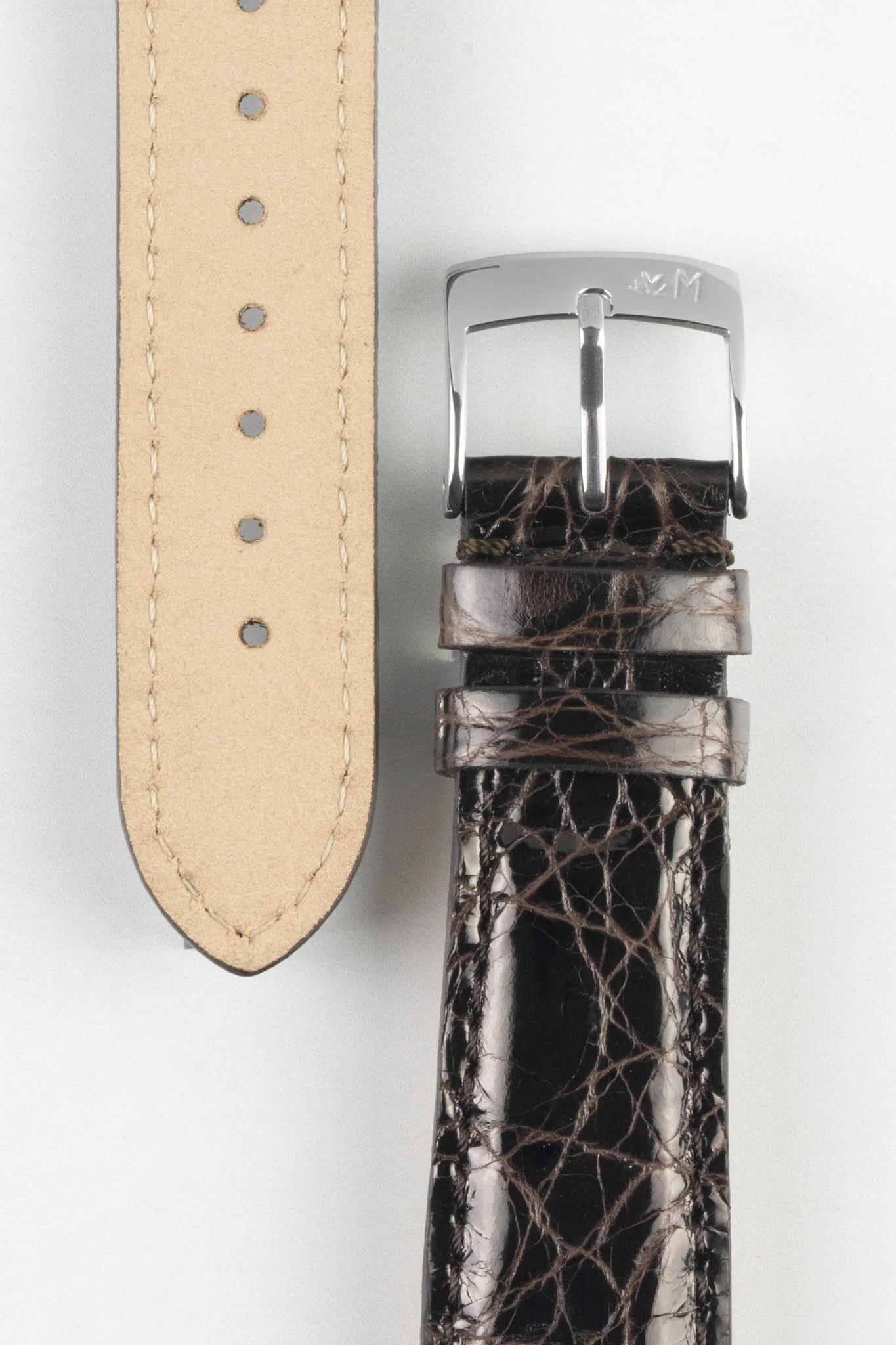 Morellato AMADEUS Genuine Crocodile Watch Strap in DARK BROWN - Image 3