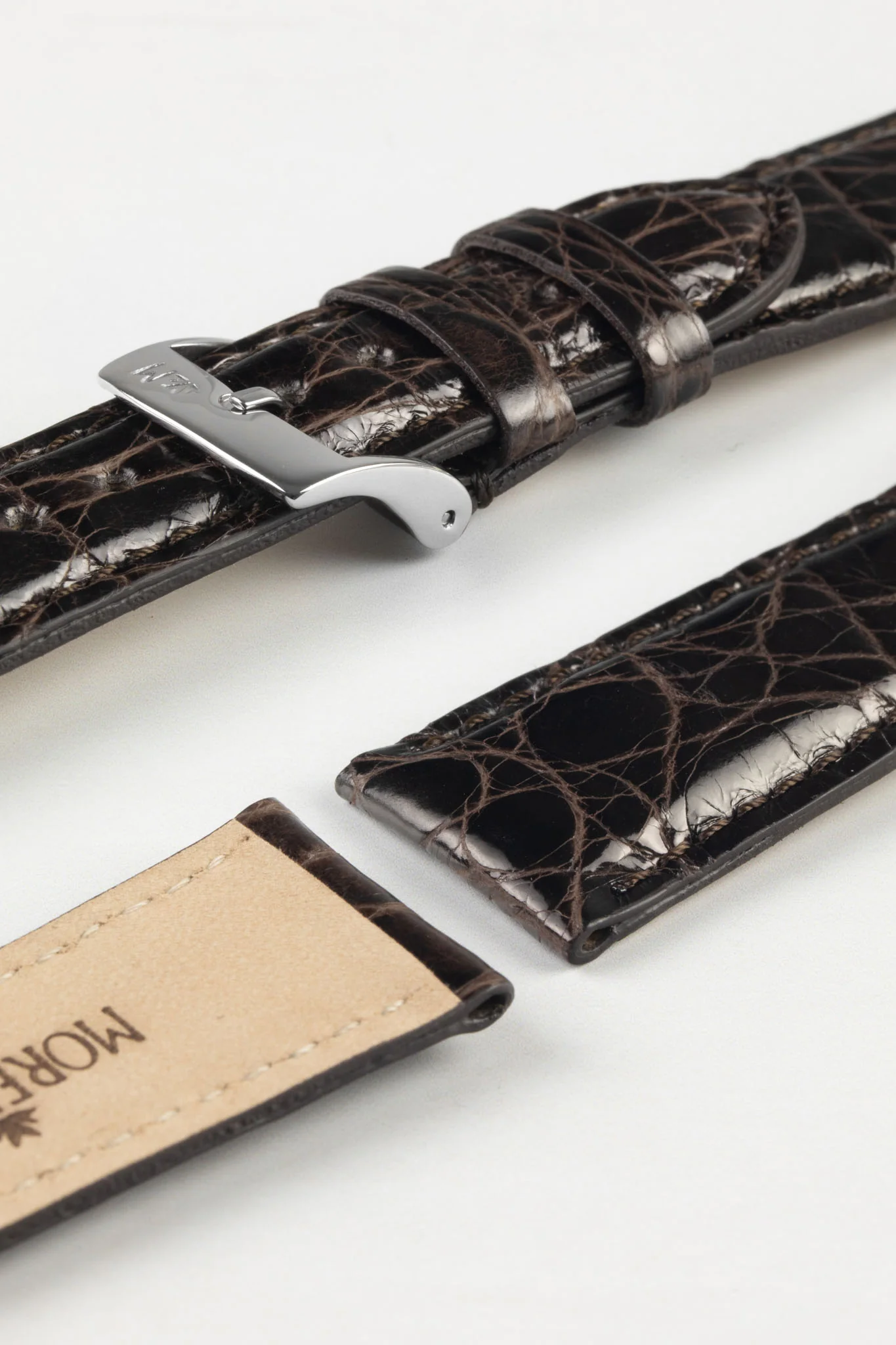 Morellato AMADEUS Genuine Crocodile Watch Strap in DARK BROWN - Image 6
