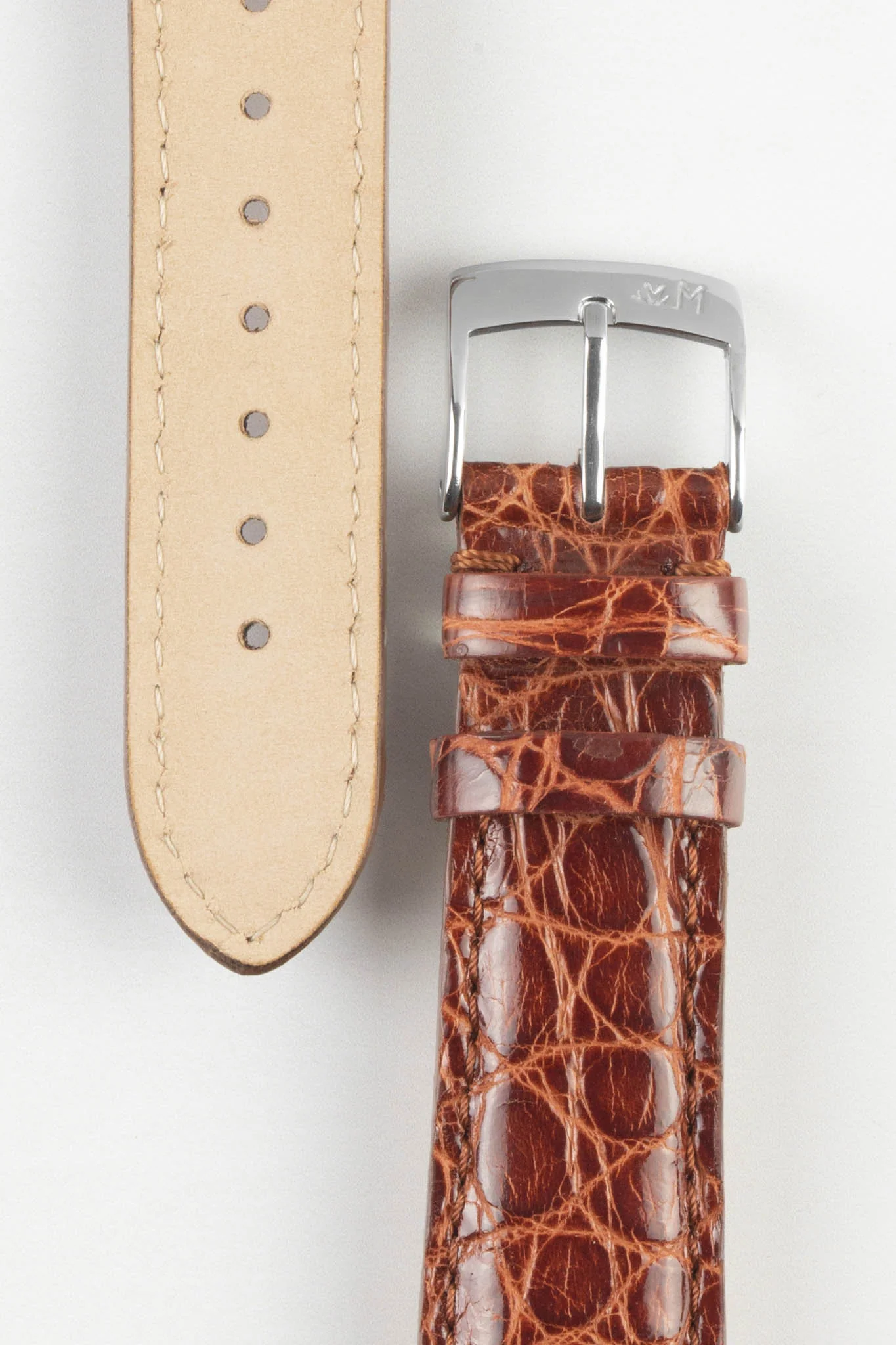 Morellato AMADEUS Genuine Crocodile Watch Strap in GOLD BROWN - Image 4
