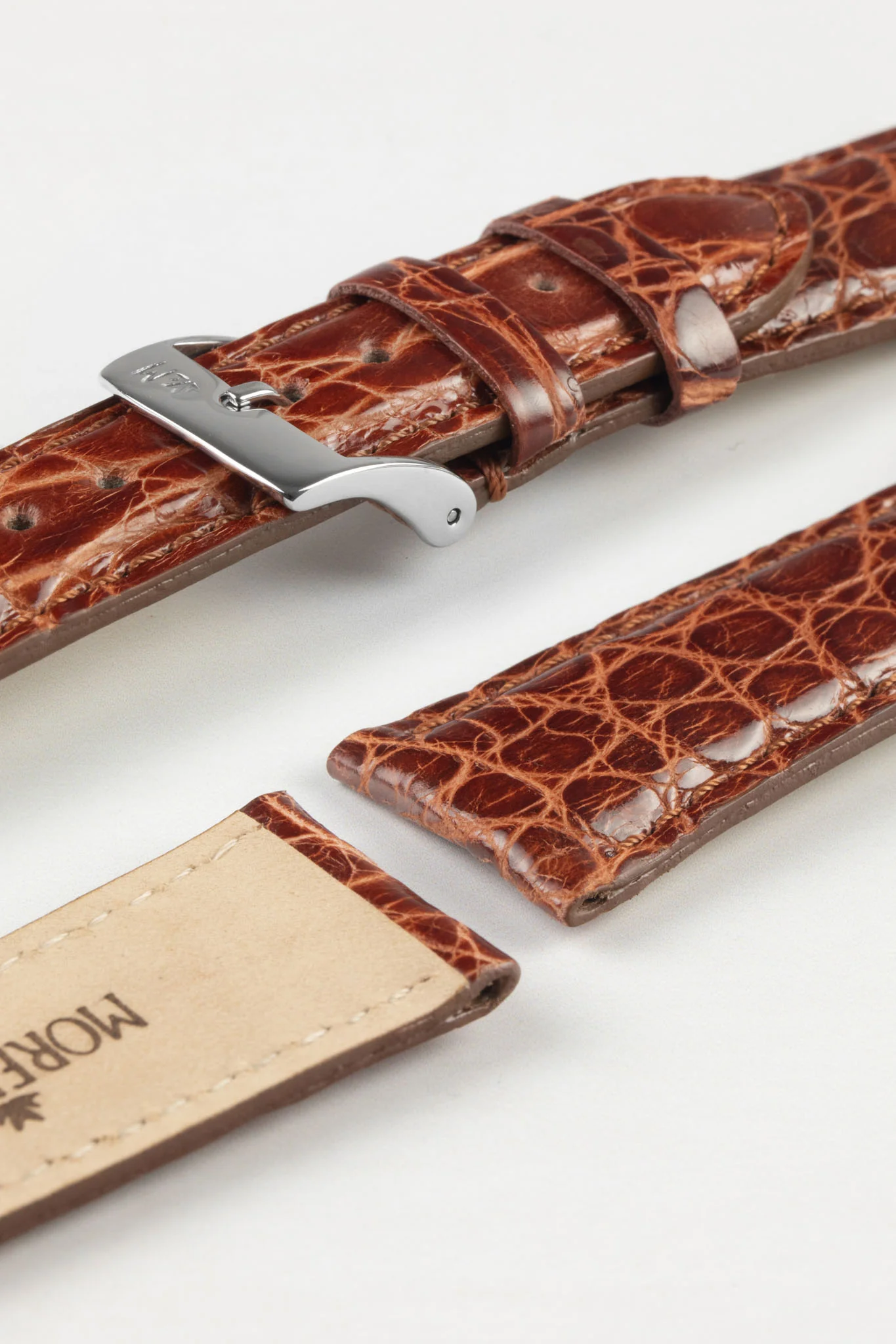 Morellato AMADEUS Genuine Crocodile Watch Strap in GOLD BROWN - Image 6