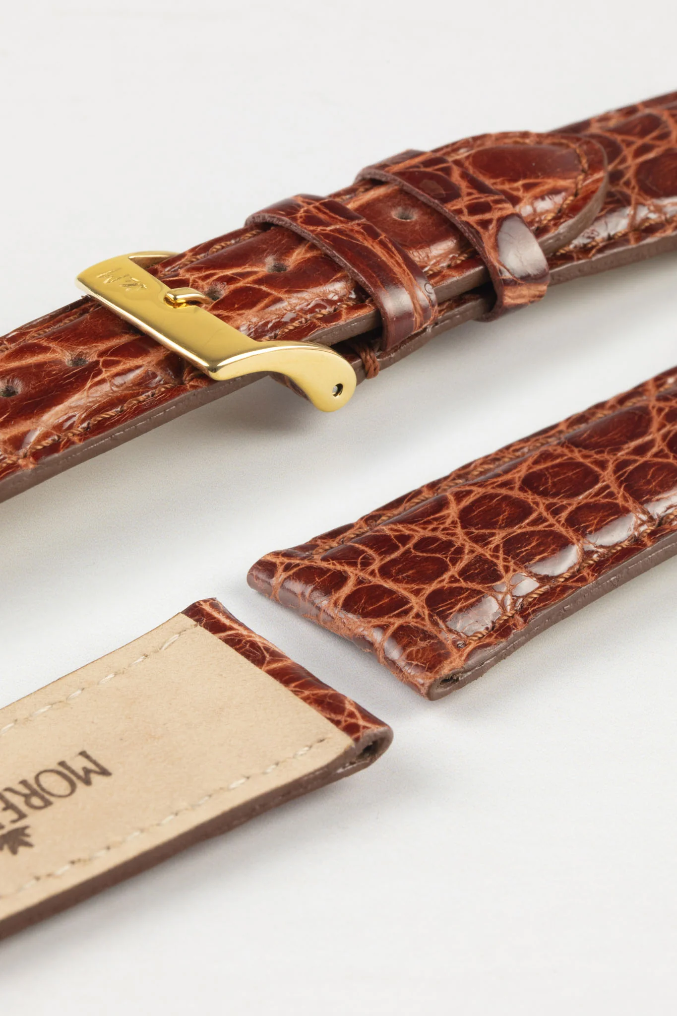 Morellato AMADEUS Genuine Crocodile Watch Strap in GOLD BROWN - Image 7
