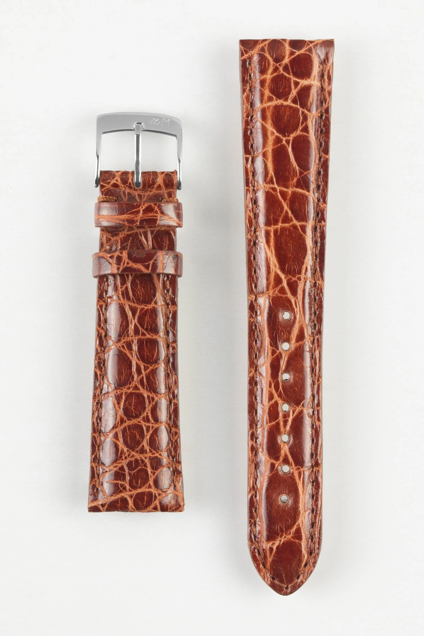 Morellato AMADEUS Genuine Crocodile Watch Strap in GOLD BROWN - Image 8