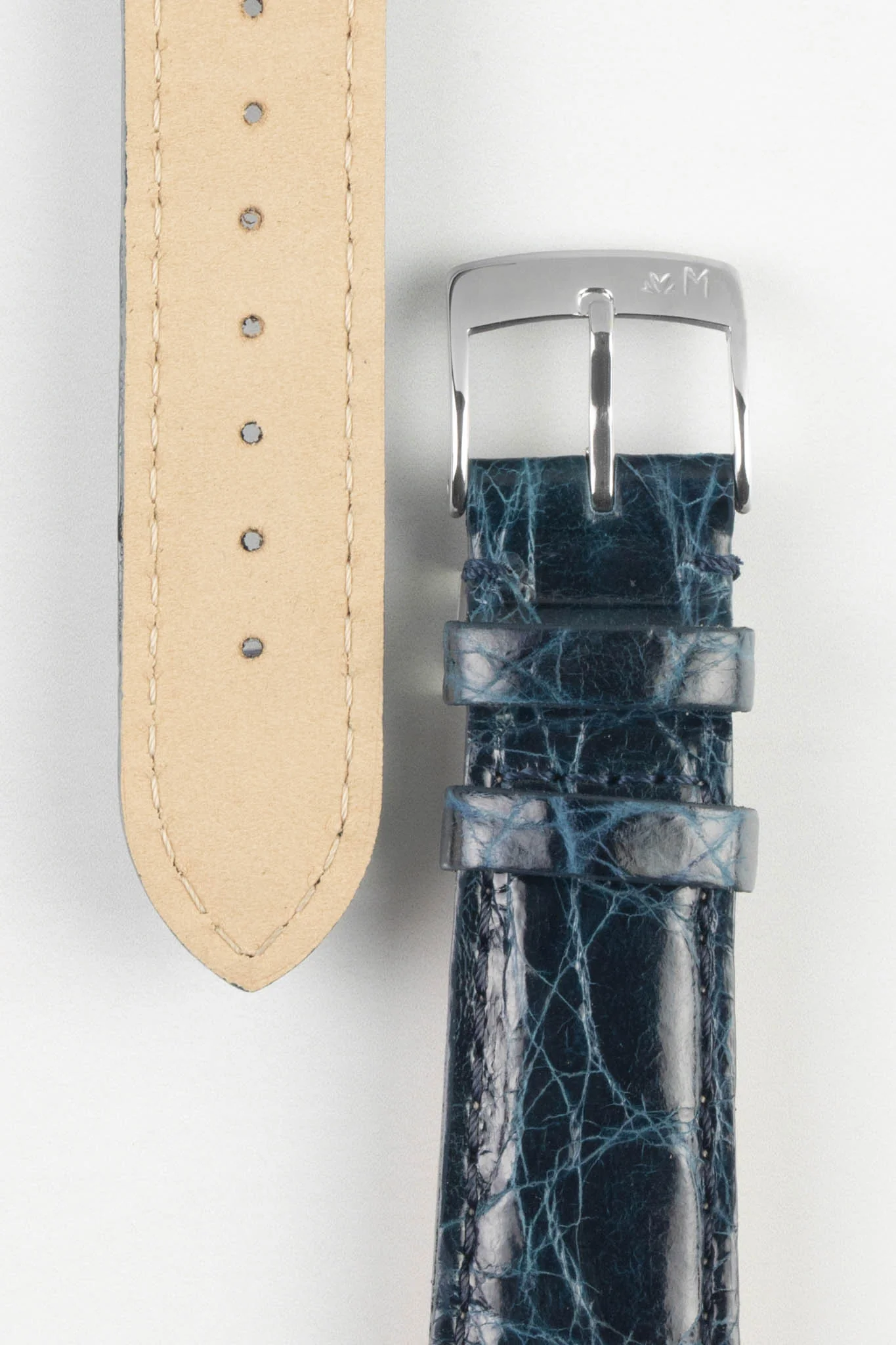 Morellato AMADEUS Genuine Crocodile Watch Strap in NAVY BLUE - Image 3