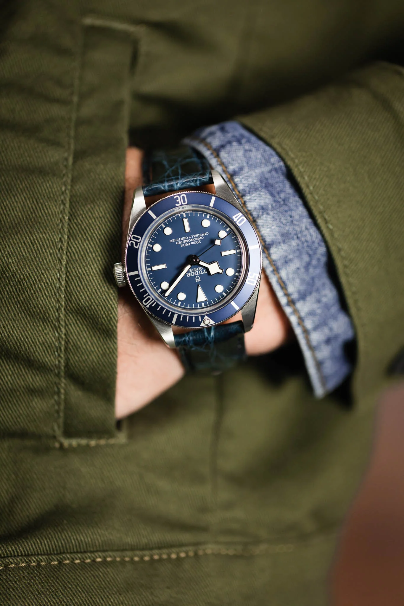 Morellato AMADEUS Genuine Crocodile Watch Strap in NAVY BLUE - Image 5