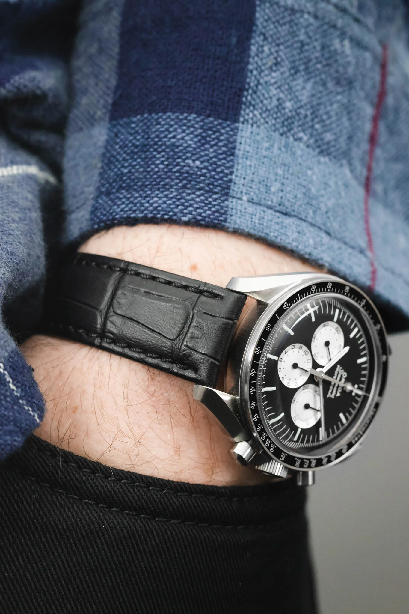 Morellato BOLLE Alligator-Embossed Calfskin Leather Watch Strap in BLACK - Image 6