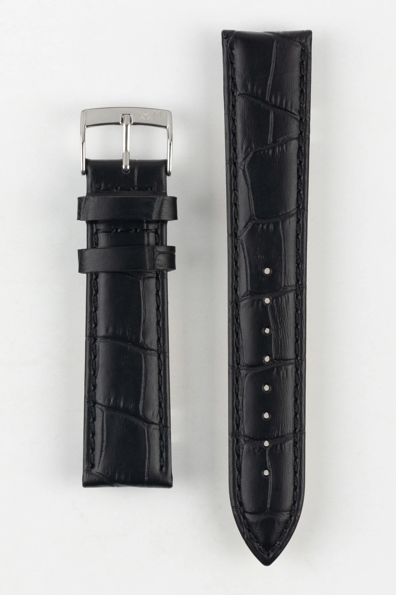 Morellato BOLLE Alligator-Embossed Calfskin Leather Watch Strap in BLACK - Image 9