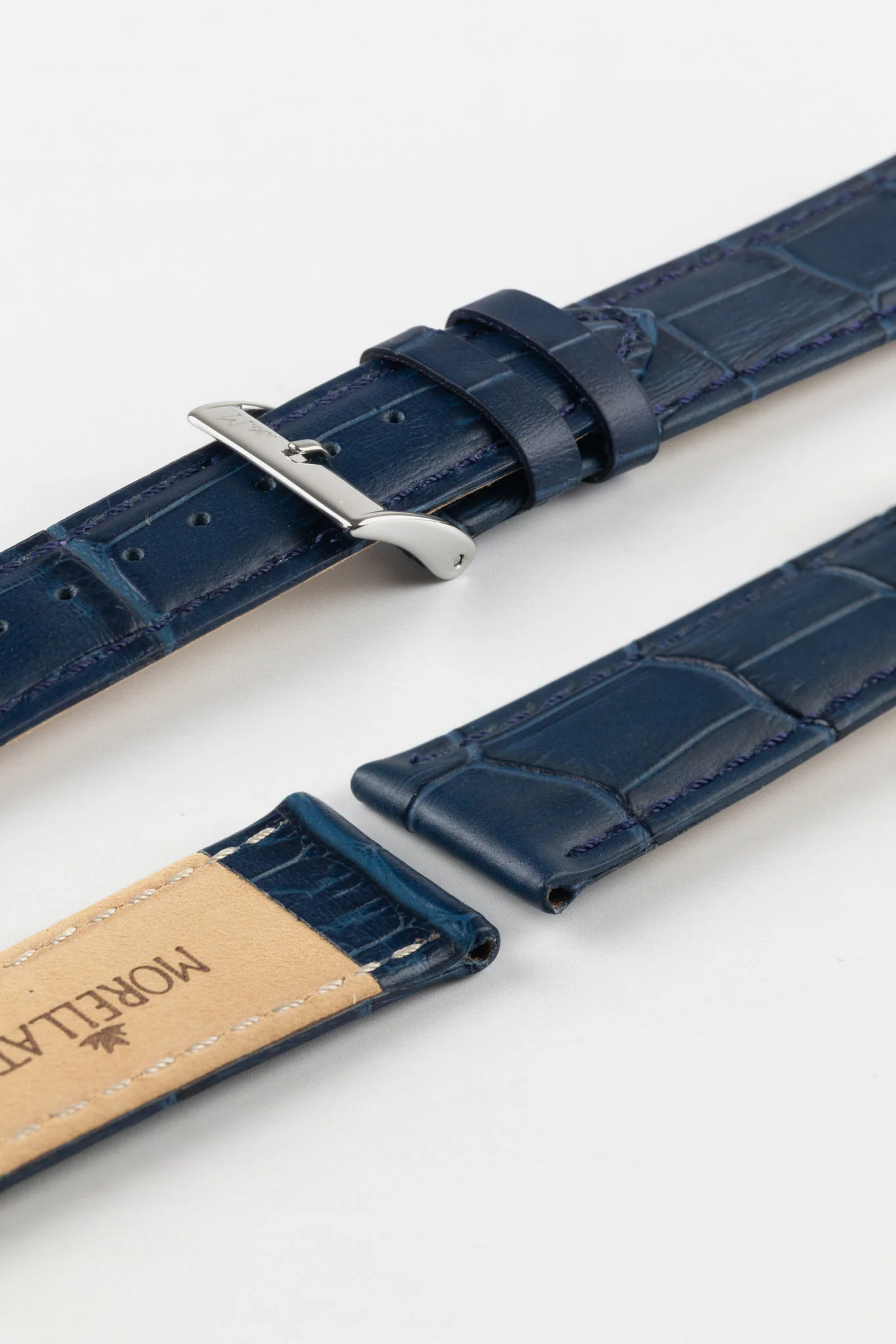 Morellato BOLLE Alligator-Embossed Calfskin Leather Watch Strap in BLUE - Image 7