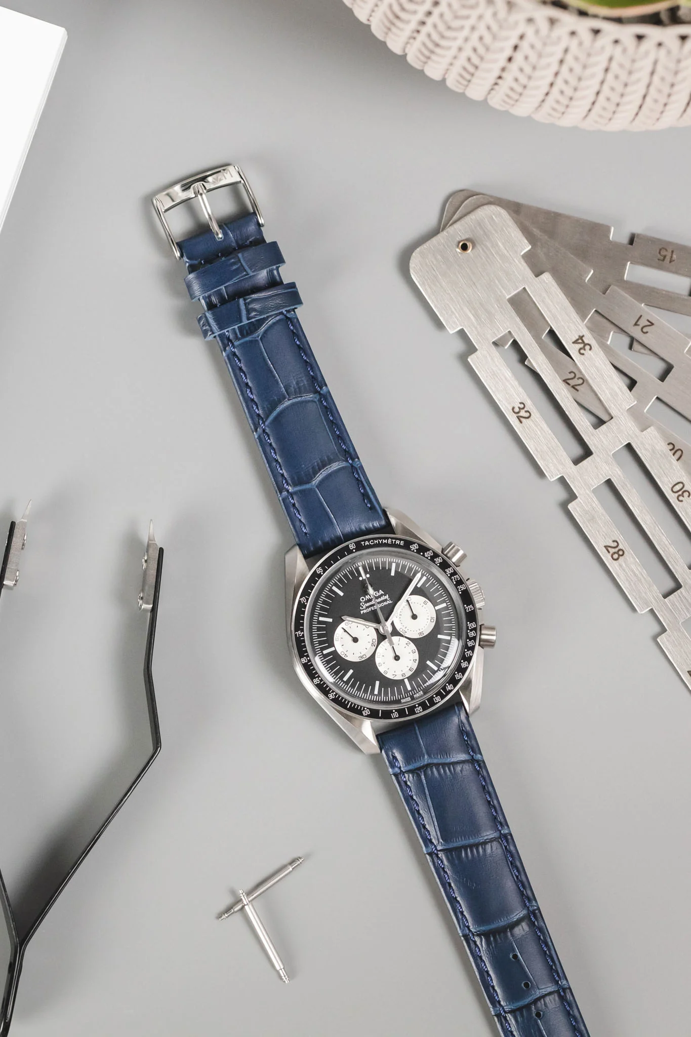 Morellato BOLLE Alligator-Embossed Calfskin Leather Watch Strap in BLUE - Image 8