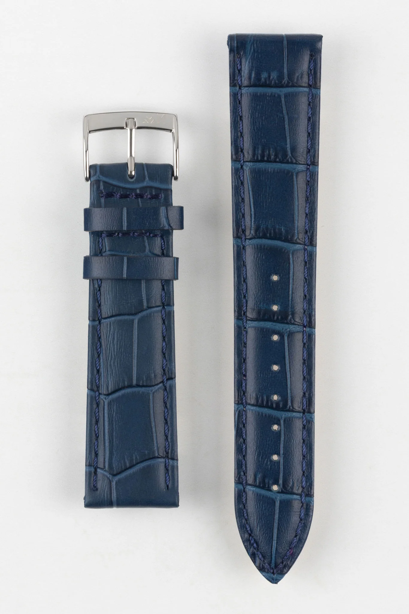 Morellato BOLLE Alligator-Embossed Calfskin Leather Watch Strap in BLUE - Image 9