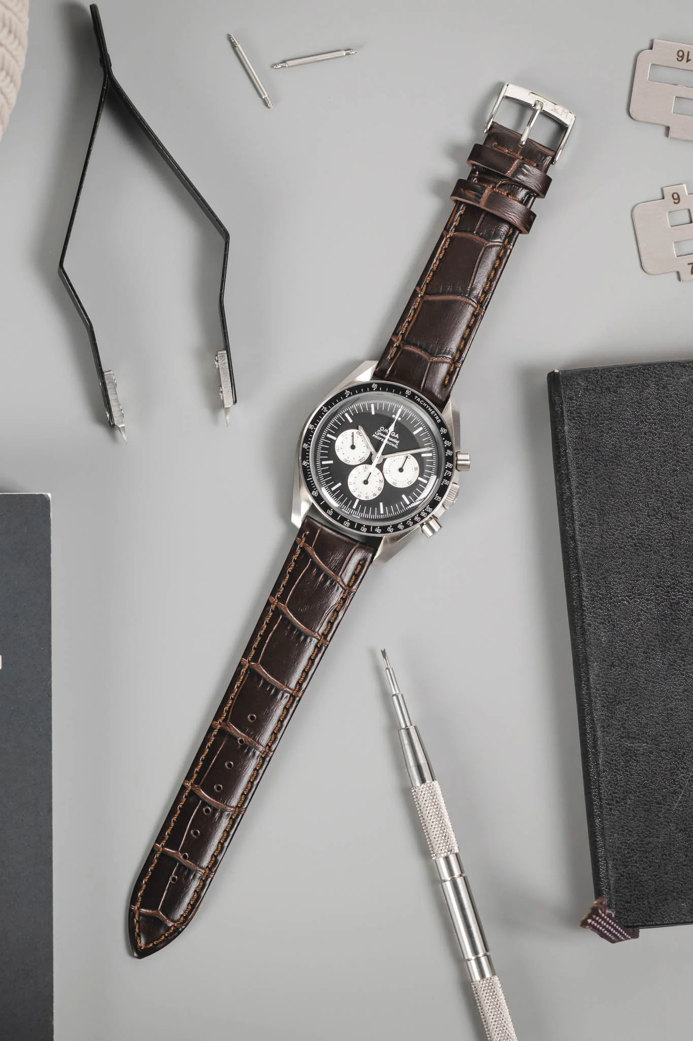 Morellato BOLLE Alligator-Embossed Calfskin Leather Watch Strap in BROWN - Image 8