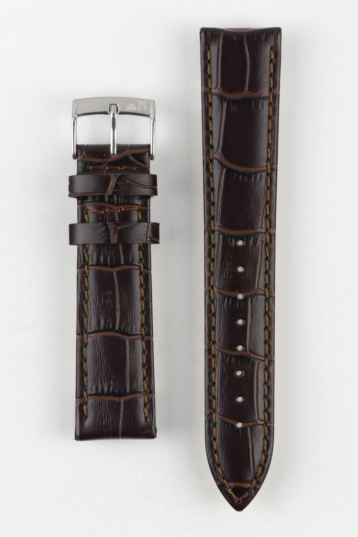 Morellato BOLLE Alligator-Embossed Calfskin Leather Watch Strap in BROWN - Image 9