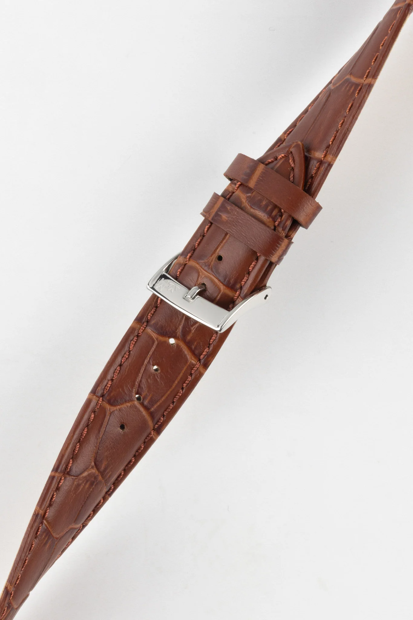 Morellato BOLLE Alligator-Embossed Calfskin Leather Watch Strap in GOLD BROWN - Image 5