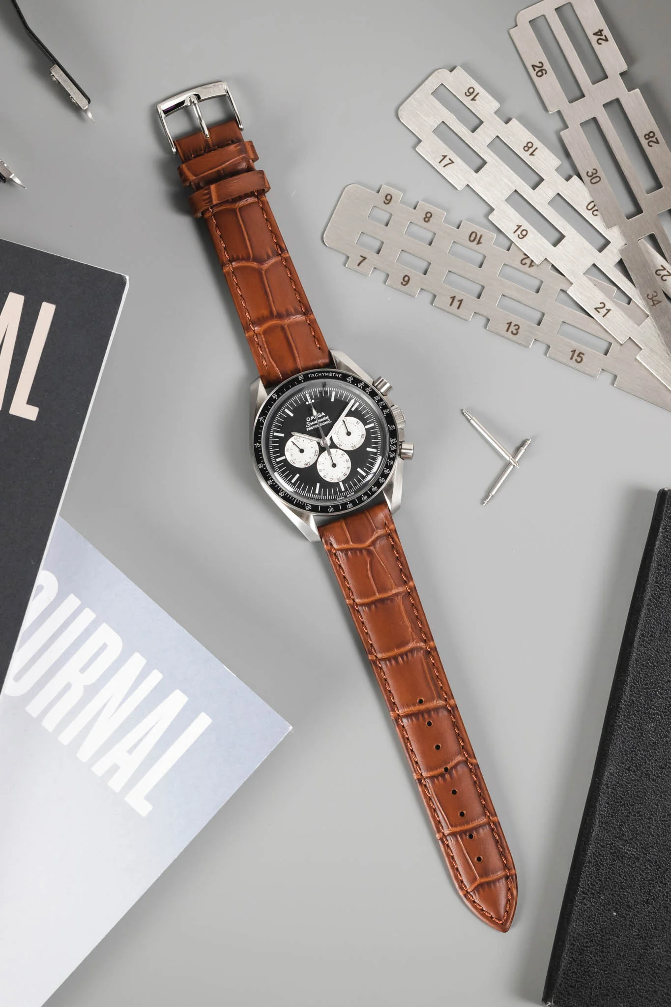 Morellato BOLLE Alligator-Embossed Calfskin Leather Watch Strap in GOLD BROWN - Image 8