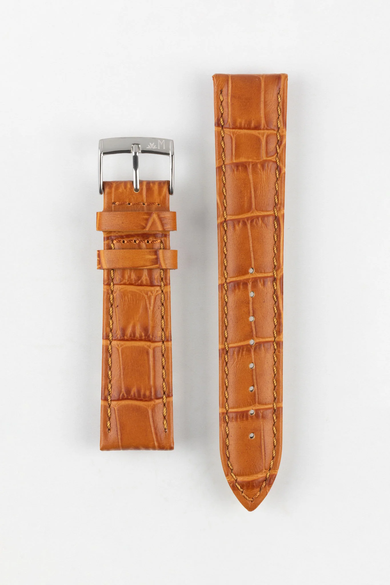 Morellato BOLLE Alligator-Embossed Calfskin Leather Watch Strap in HONEY