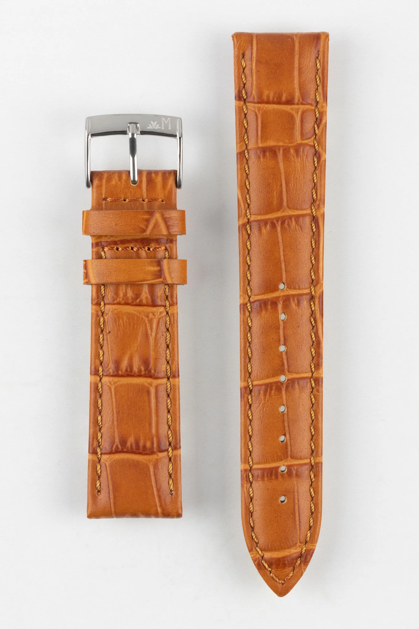 Morellato BOLLE Alligator-Embossed Calfskin Leather Watch Strap in HONEY - Image 9