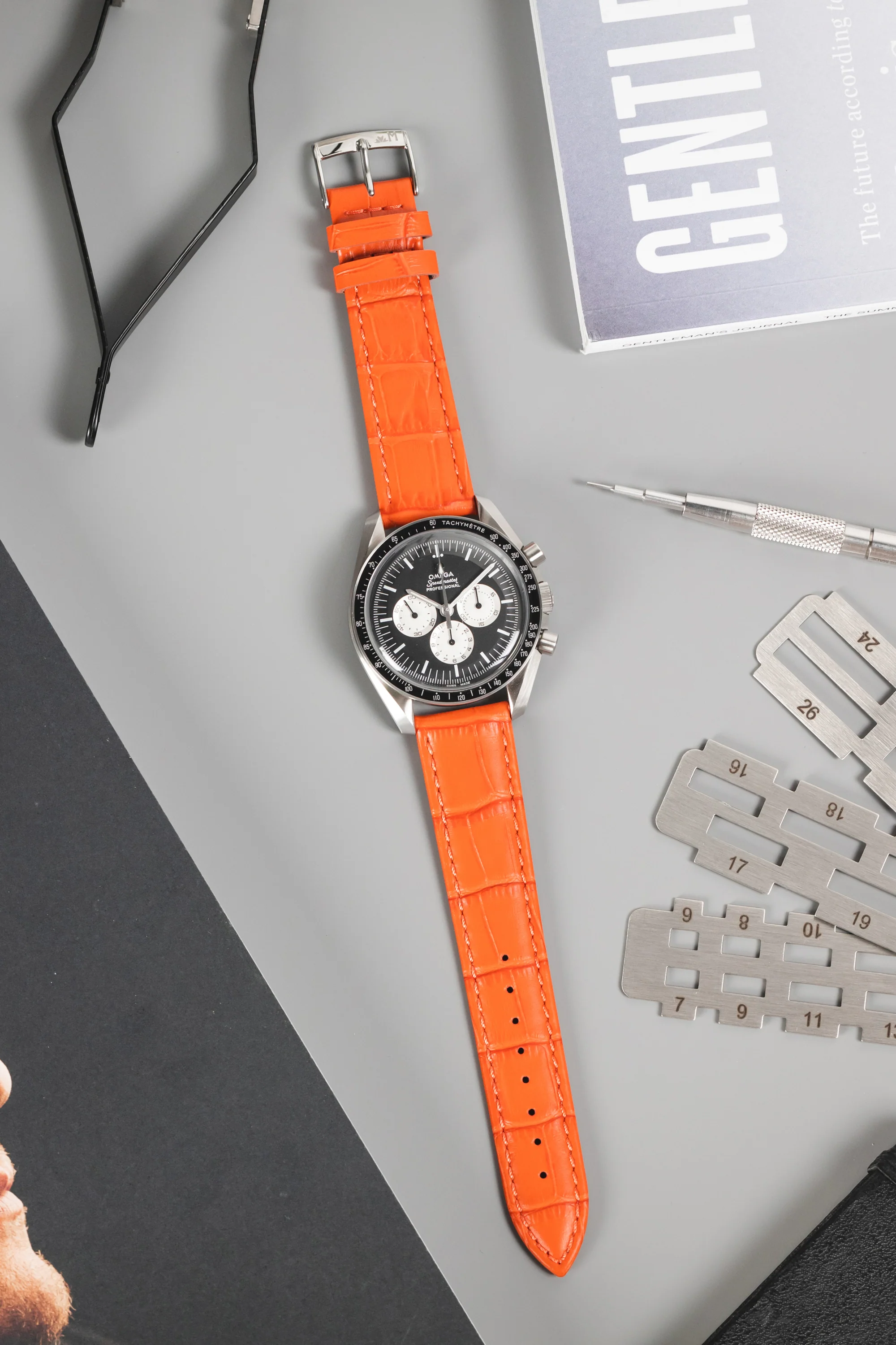 Morellato BOLLE Alligator-Embossed Calfskin Leather Watch Strap in ORANGE - Image 2