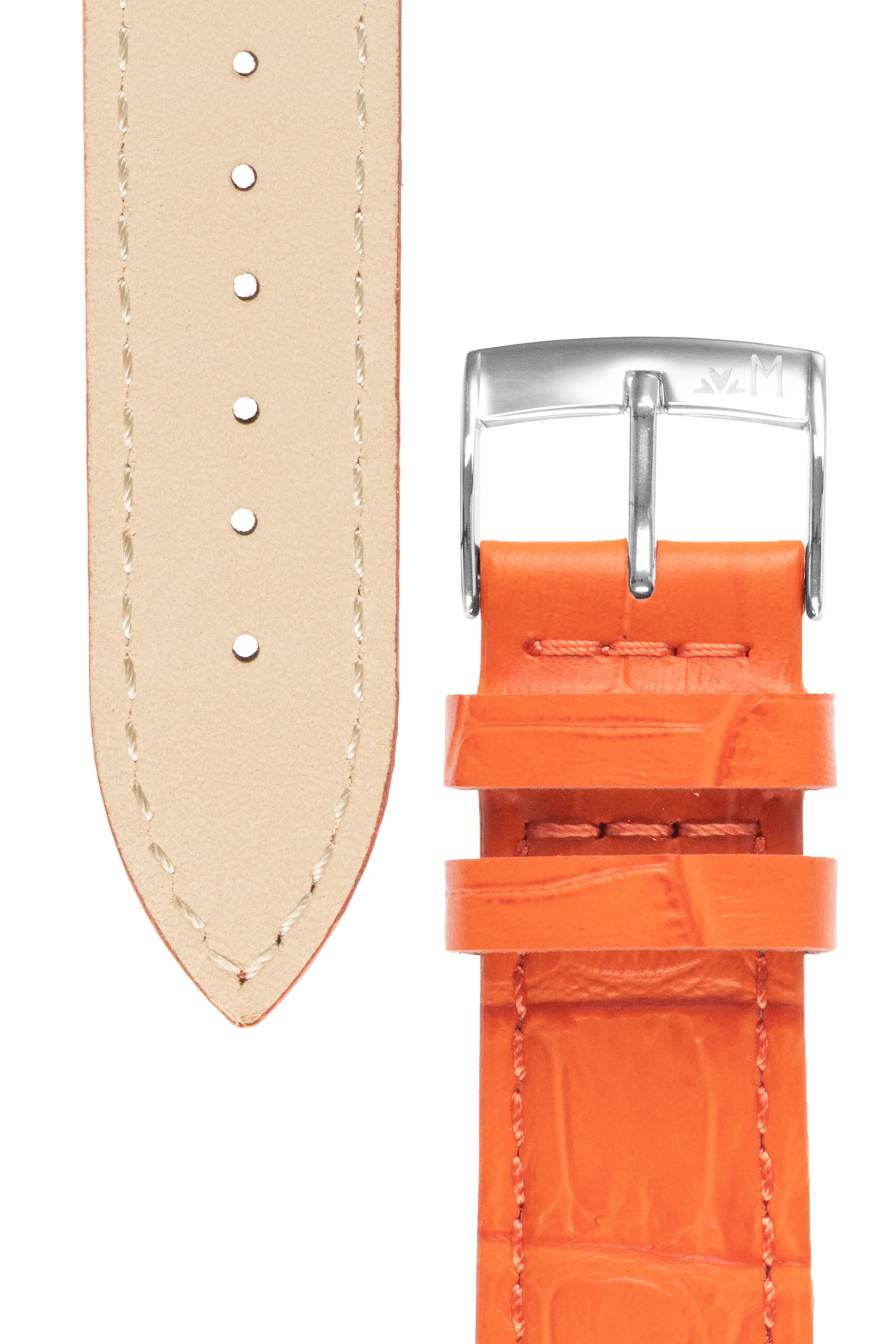 Morellato BOLLE Alligator-Embossed Calfskin Leather Watch Strap in ORANGE - Image 4