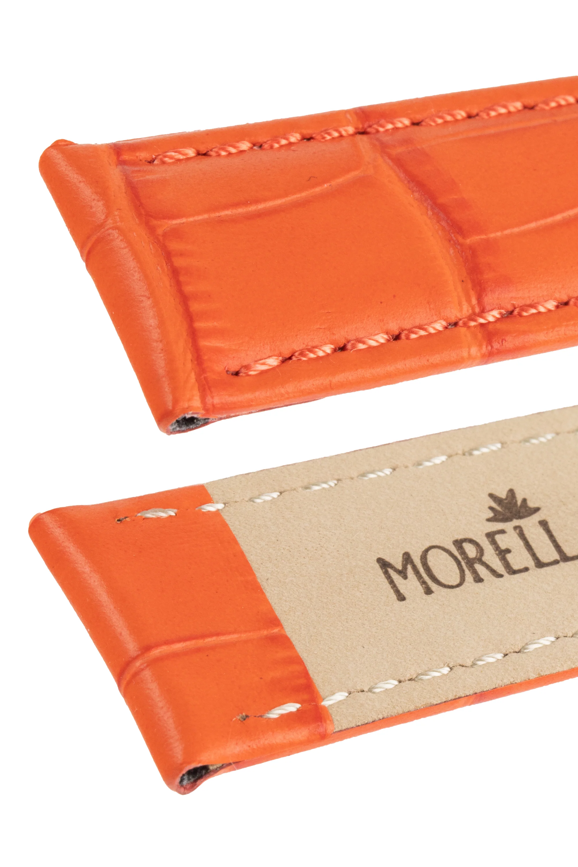 Morellato BOLLE Alligator-Embossed Calfskin Leather Watch Strap in ORANGE - Image 7