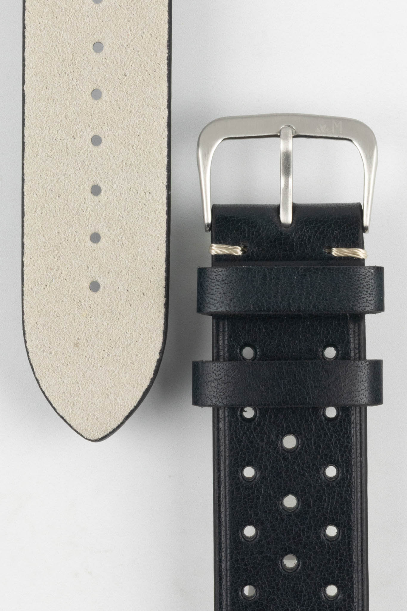 Morellato BRAHMS Perforated Leather Watch Strap - BLACK - Image 3