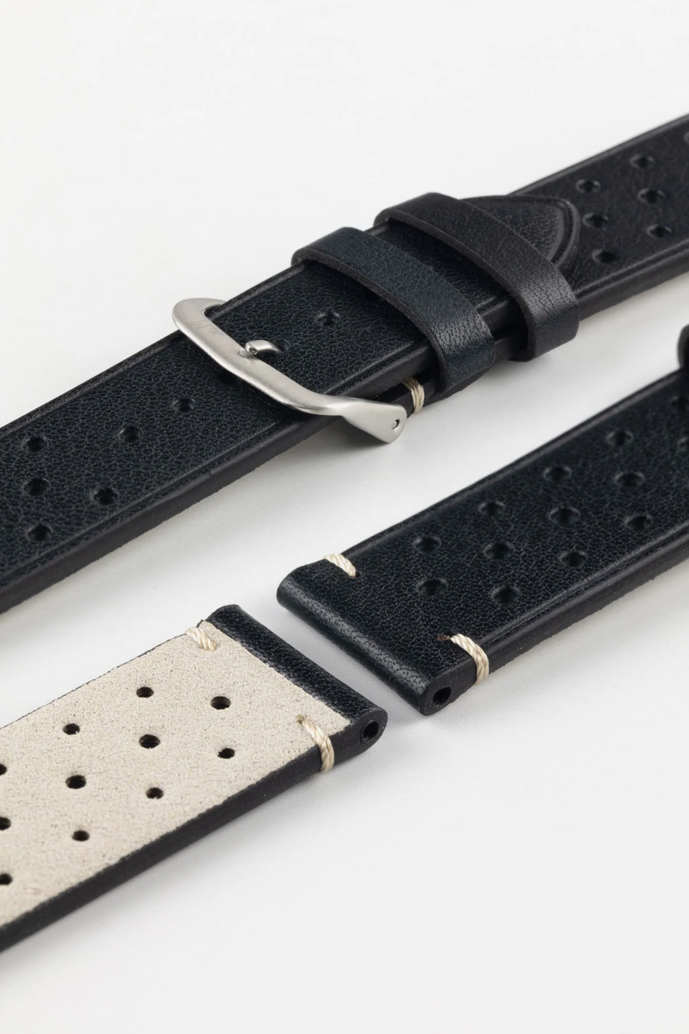 Morellato BRAHMS Perforated Leather Watch Strap - BLACK - Image 7