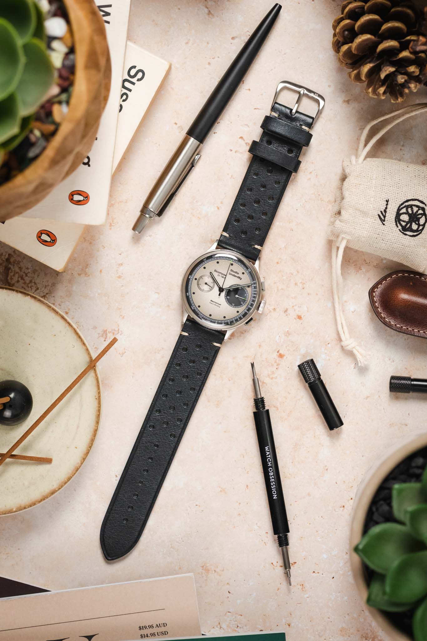 Morellato BRAHMS Perforated Leather Watch Strap - BLACK - Image 8