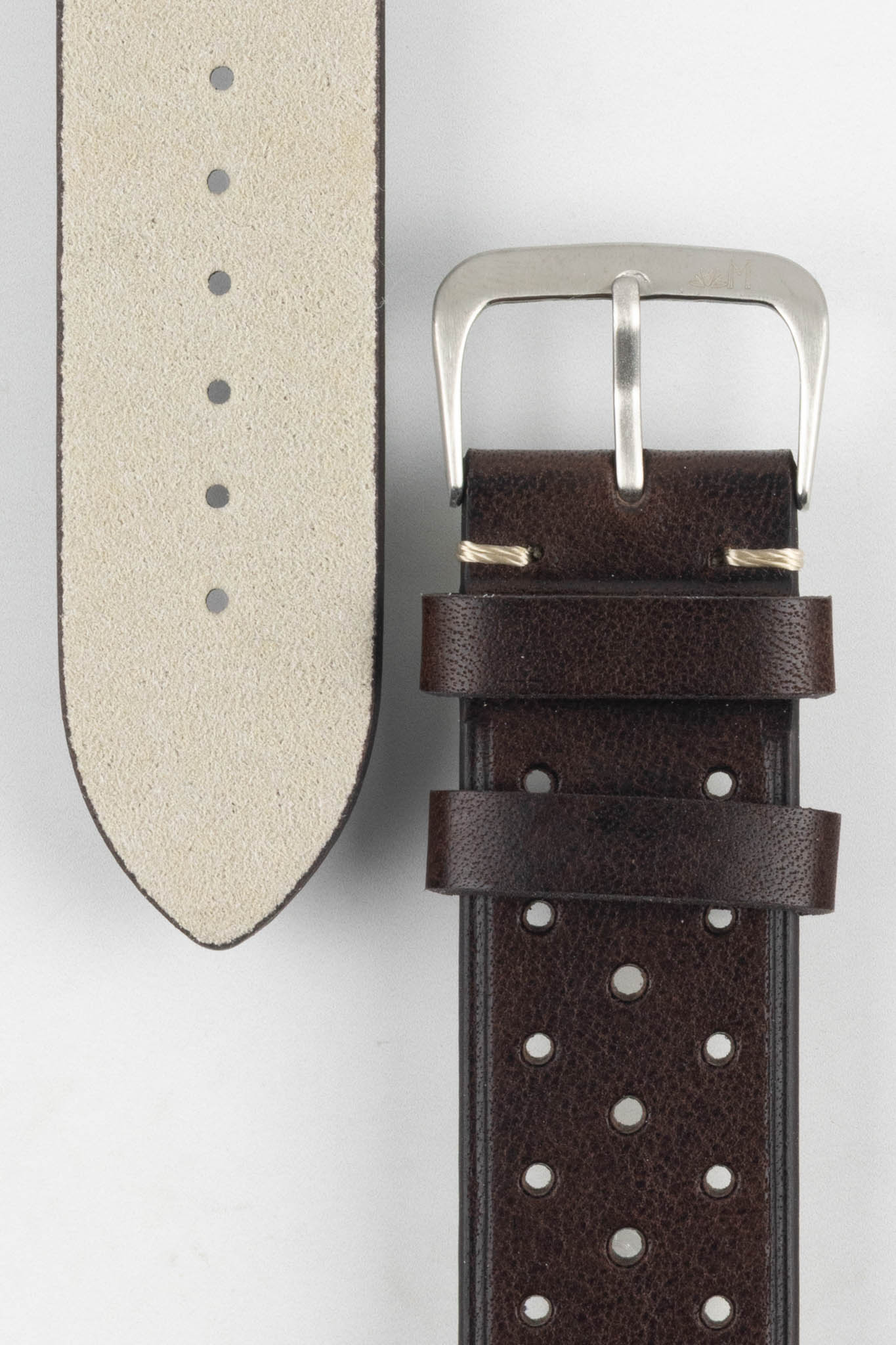 Morellato BRAHMS Perforated Leather Watch Strap - BROWN - Image 3