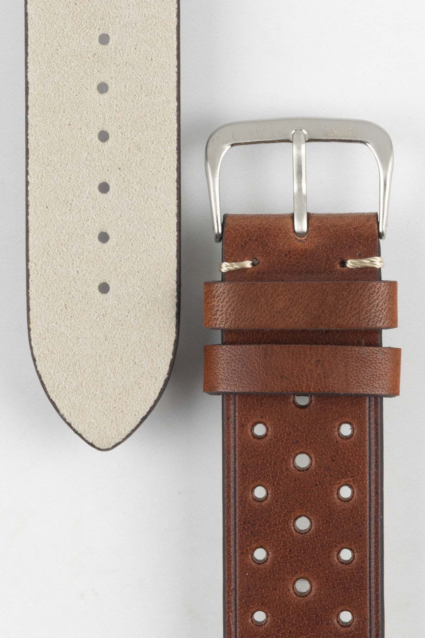 Morellato BRAHMS Perforated Leather Watch Strap - TAN - Image 3