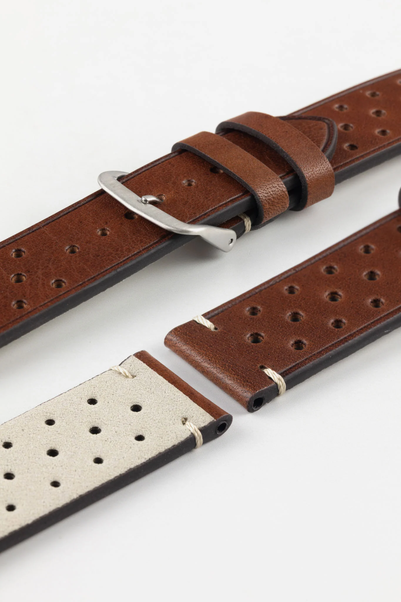 Morellato BRAHMS Perforated Leather Watch Strap - TAN - Image 7