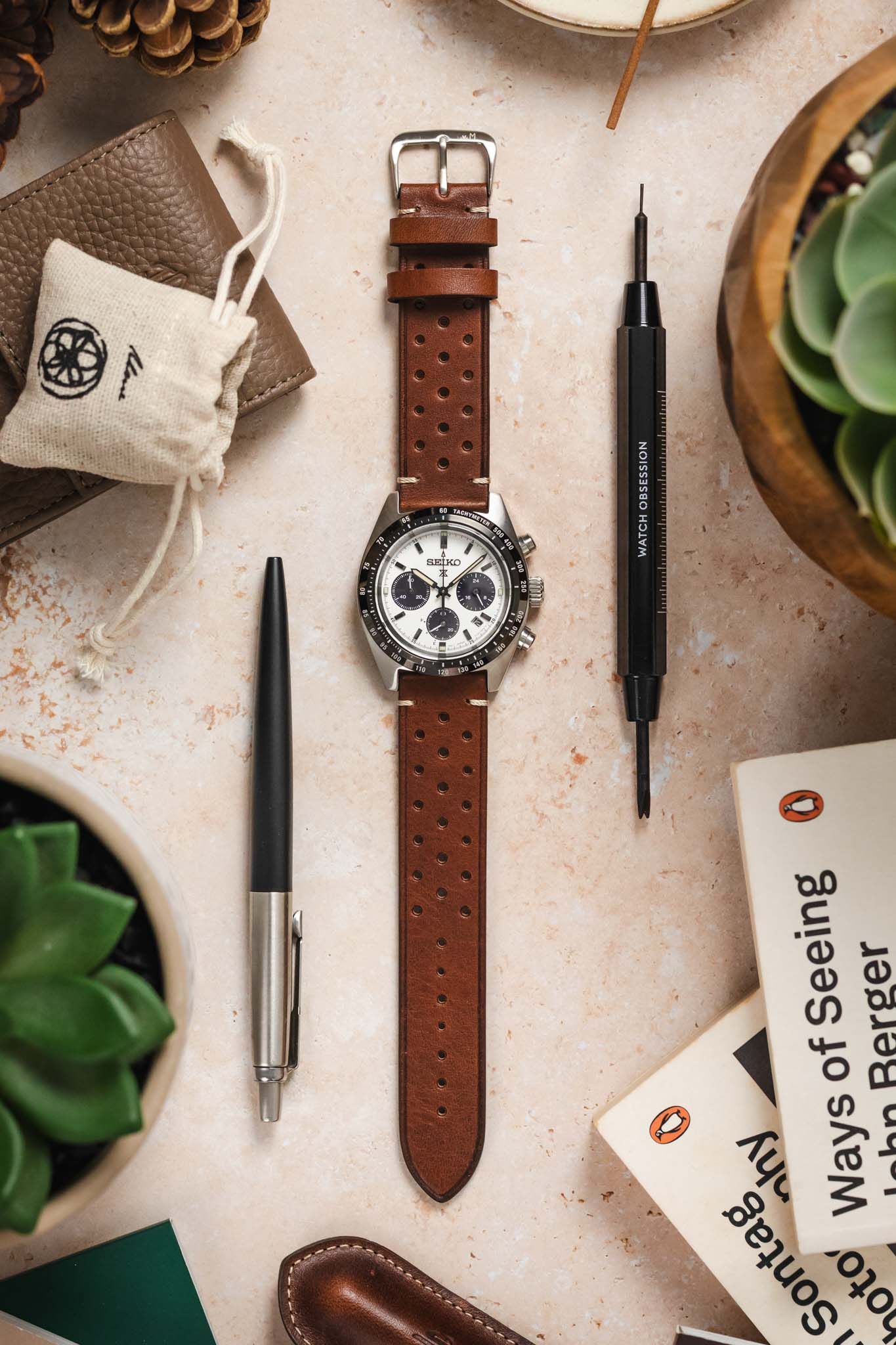 Morellato BRAHMS Perforated Leather Watch Strap - TAN - Image 8