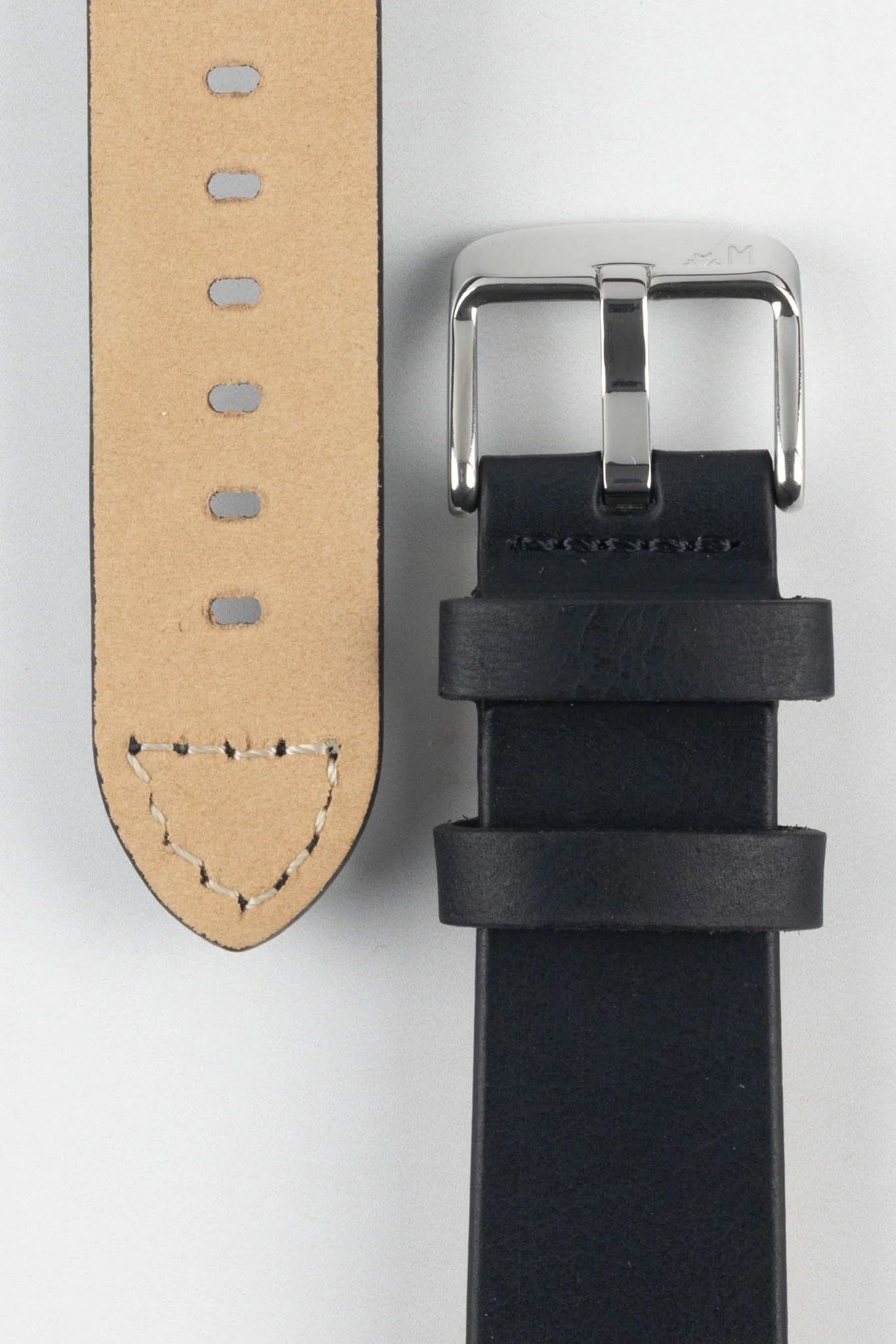 Morellato BRAMANTE Vintage Calfskin Leather Watch Strap in BLACK - Image 3