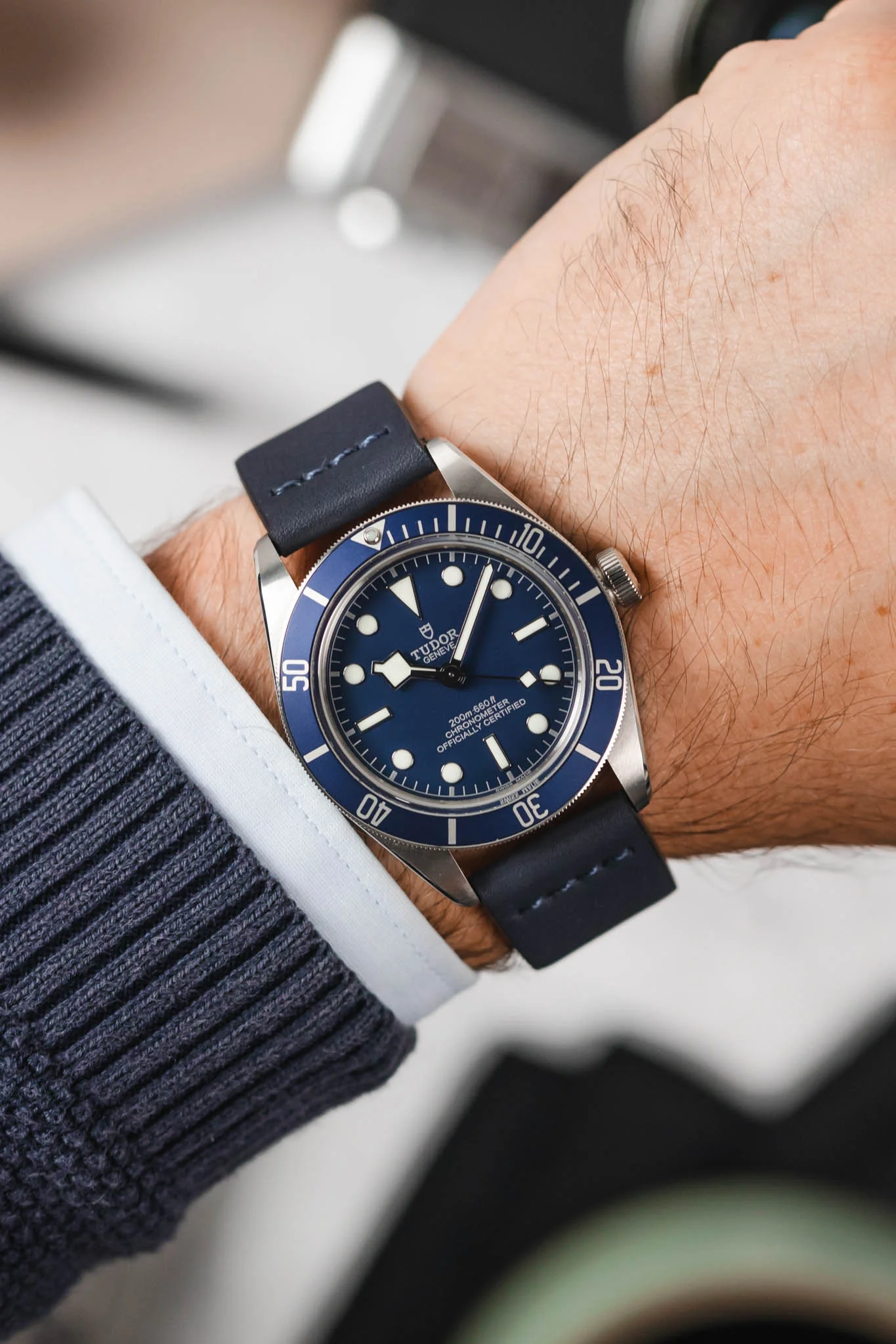 Morellato BRAMANTE Vintage Calfskin Leather Watch Strap in BLUE - Image 2