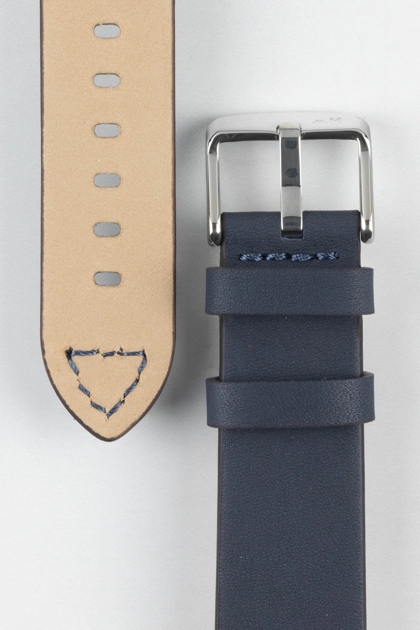 Morellato BRAMANTE Vintage Calfskin Leather Watch Strap in BLUE - Image 3