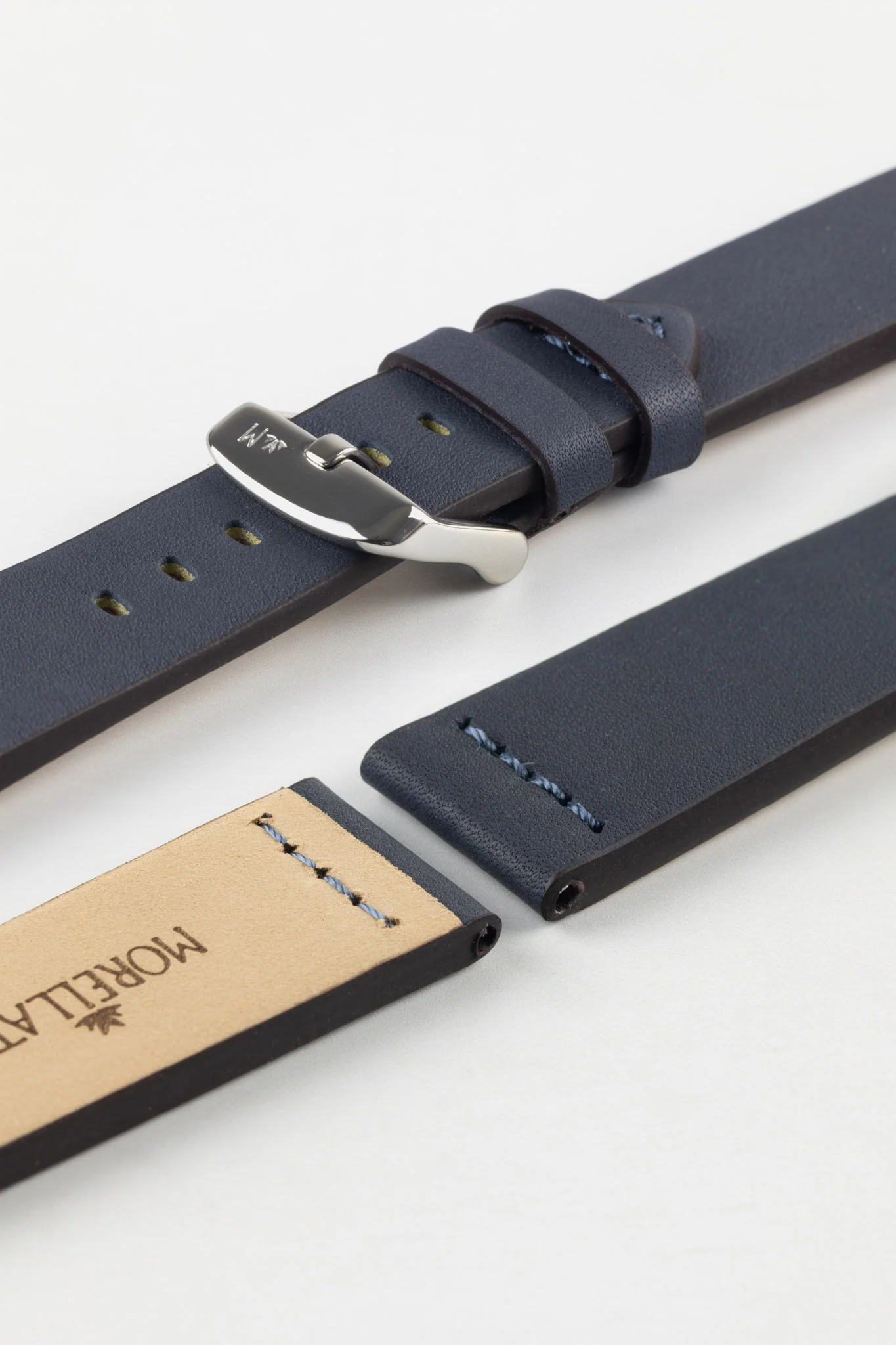 Morellato BRAMANTE Vintage Calfskin Leather Watch Strap in BLUE - Image 6