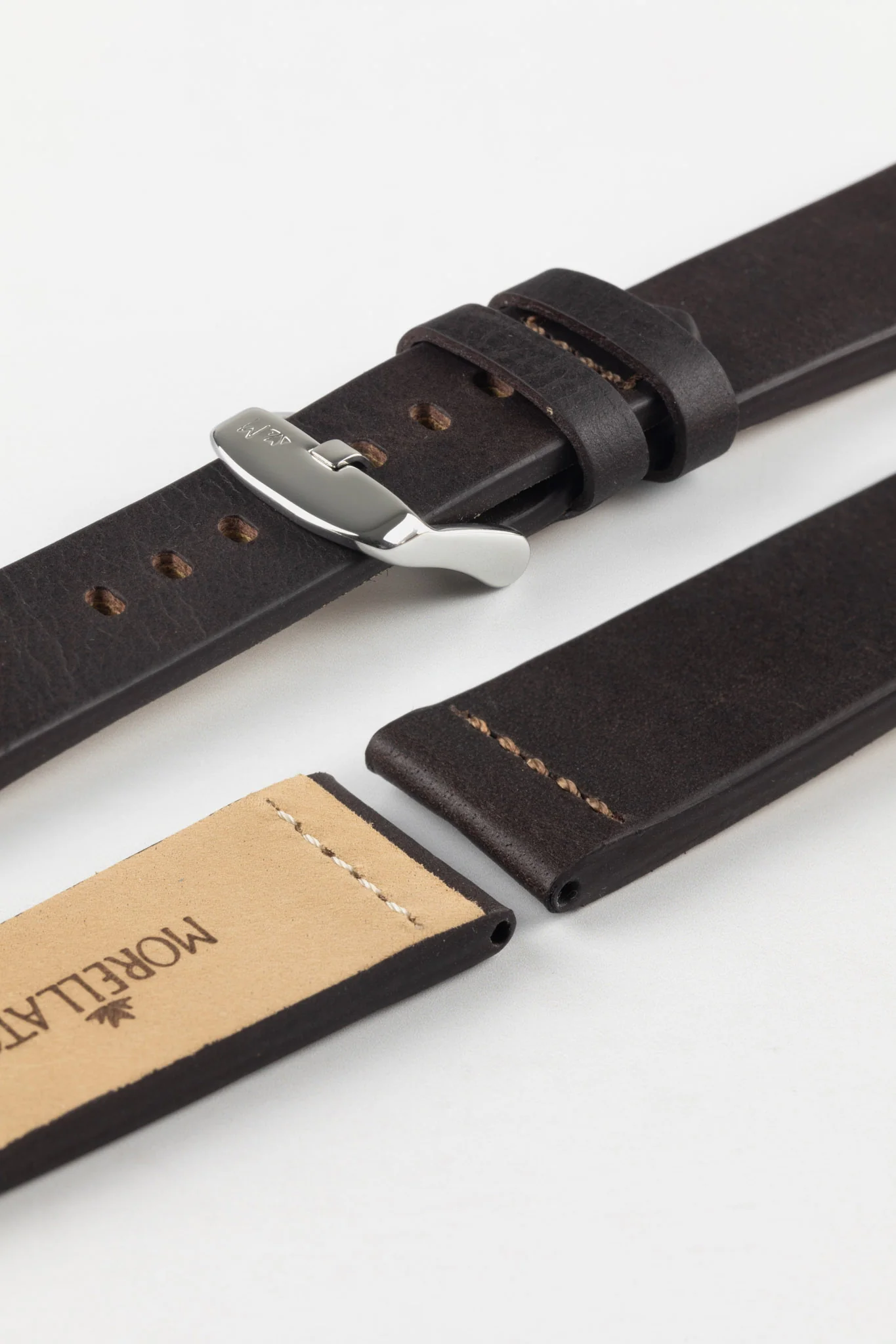 Morellato BRAMANTE Vintage Calfskin Leather Watch Strap in BROWN - Image 6