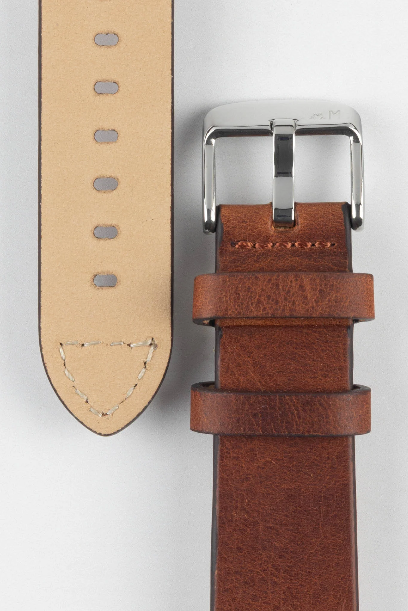 Morellato BRAMANTE Vintage Calfskin Leather Watch Strap in GOLD BROWN - Image 3