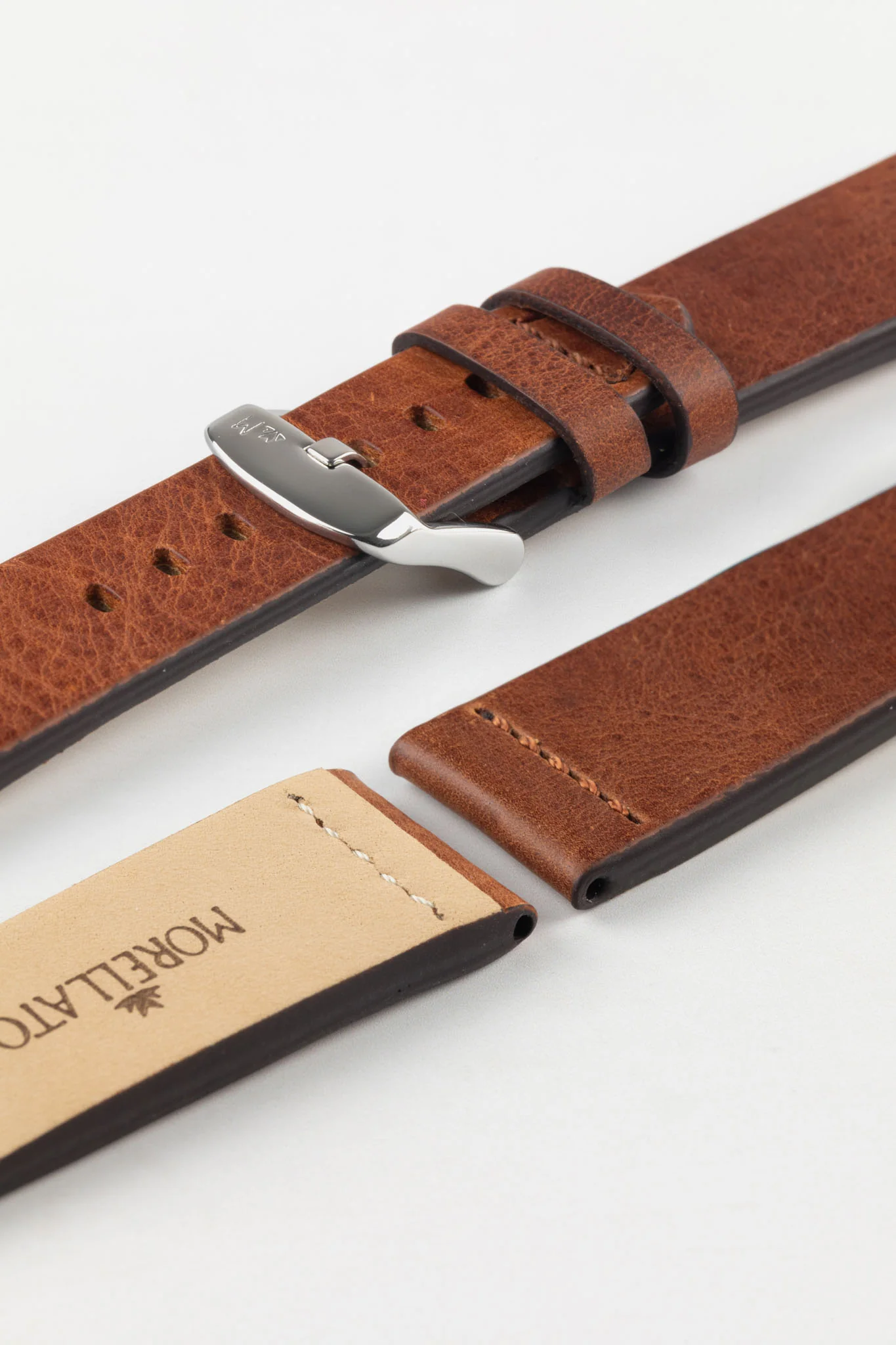 Morellato BRAMANTE Vintage Calfskin Leather Watch Strap in GOLD BROWN - Image 6