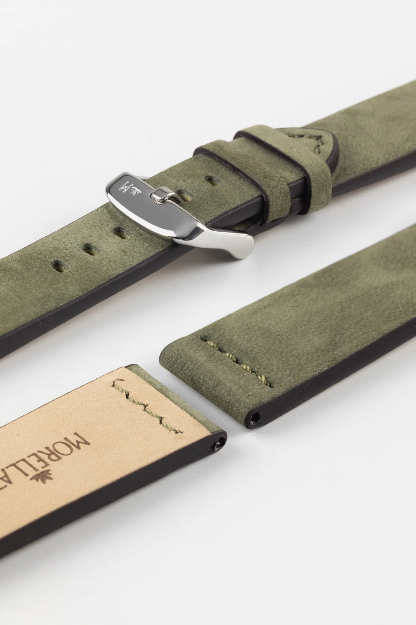 Morellato BRAMANTE Vintage Calfskin Leather Watch Strap in GREEN - Image 6