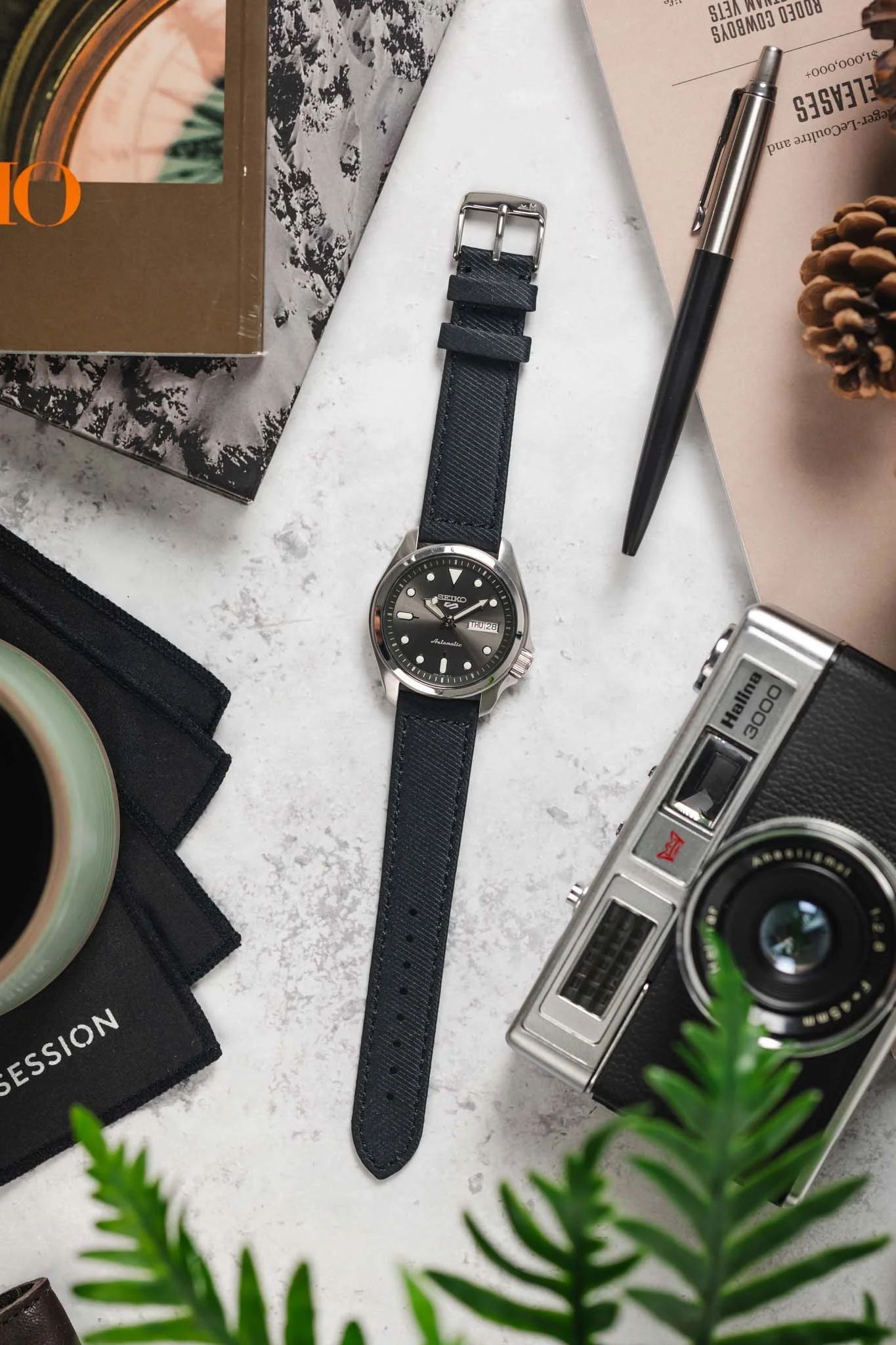 Morellato CORFÙ Recycled Gabardine Fabric Watch Strap in BLACK - Image 8