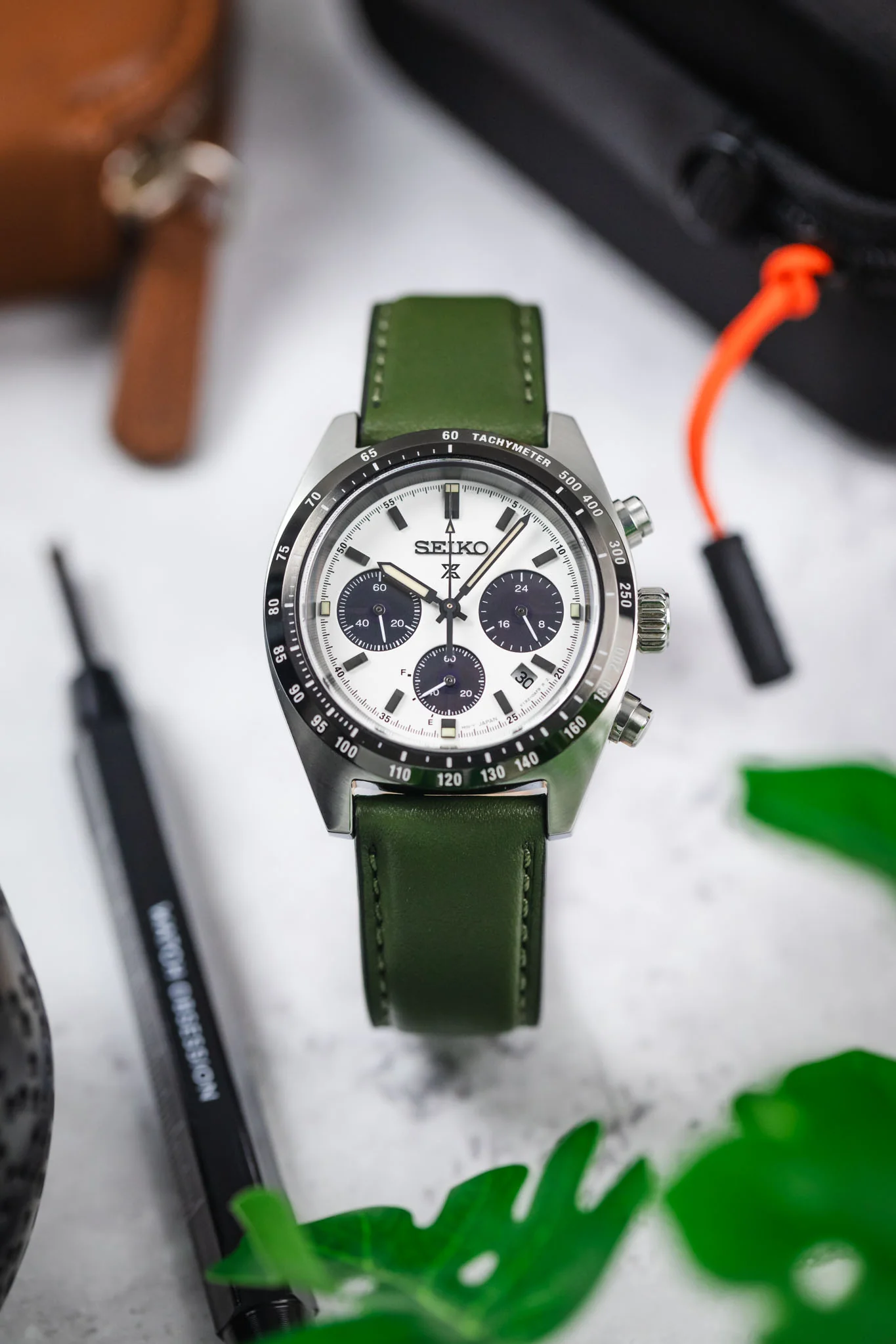 Morellato CROQUET Quick-Release Leather Watch Strap in GREEN - Image 4