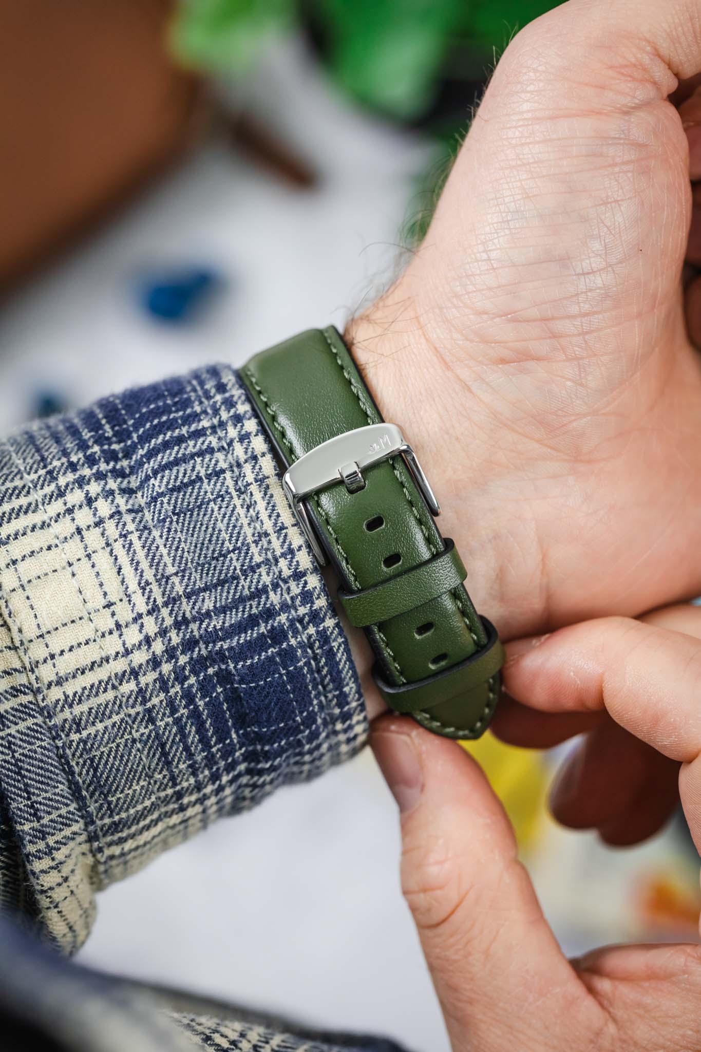 Morellato CROQUET Quick-Release Leather Watch Strap in GREEN - Image 6