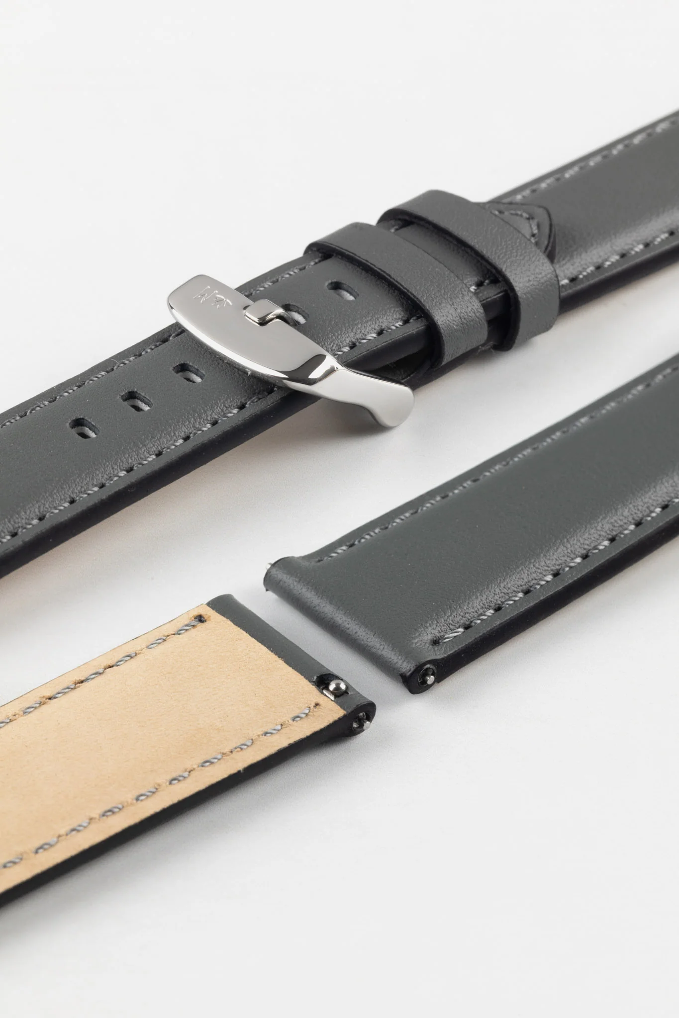 Morellato CROQUET Quick-Release Leather Watch Strap in GREY - Image 7