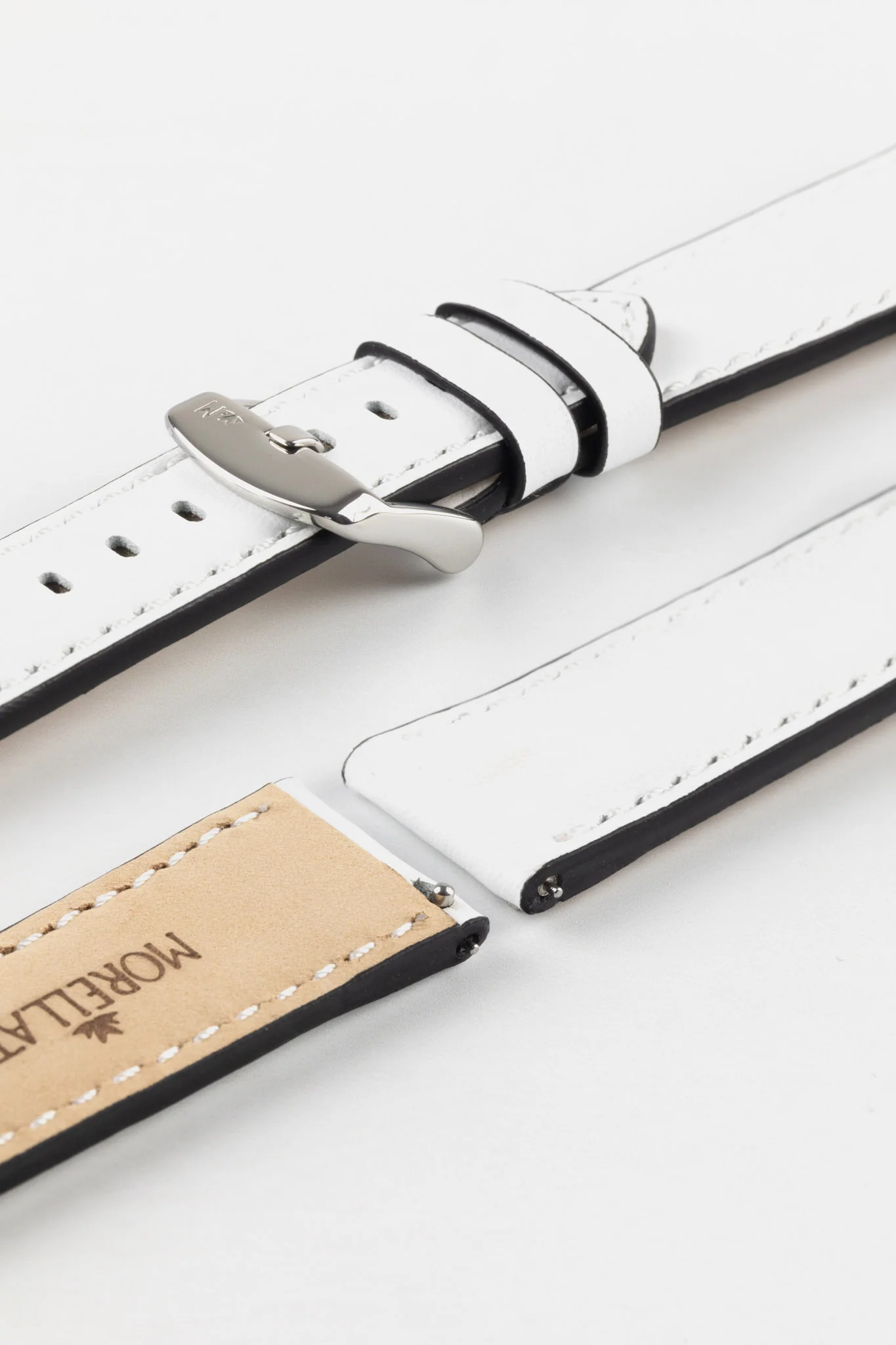 Morellato CROQUET Quick-Release Leather Watch Strap in WHITE - Image 5