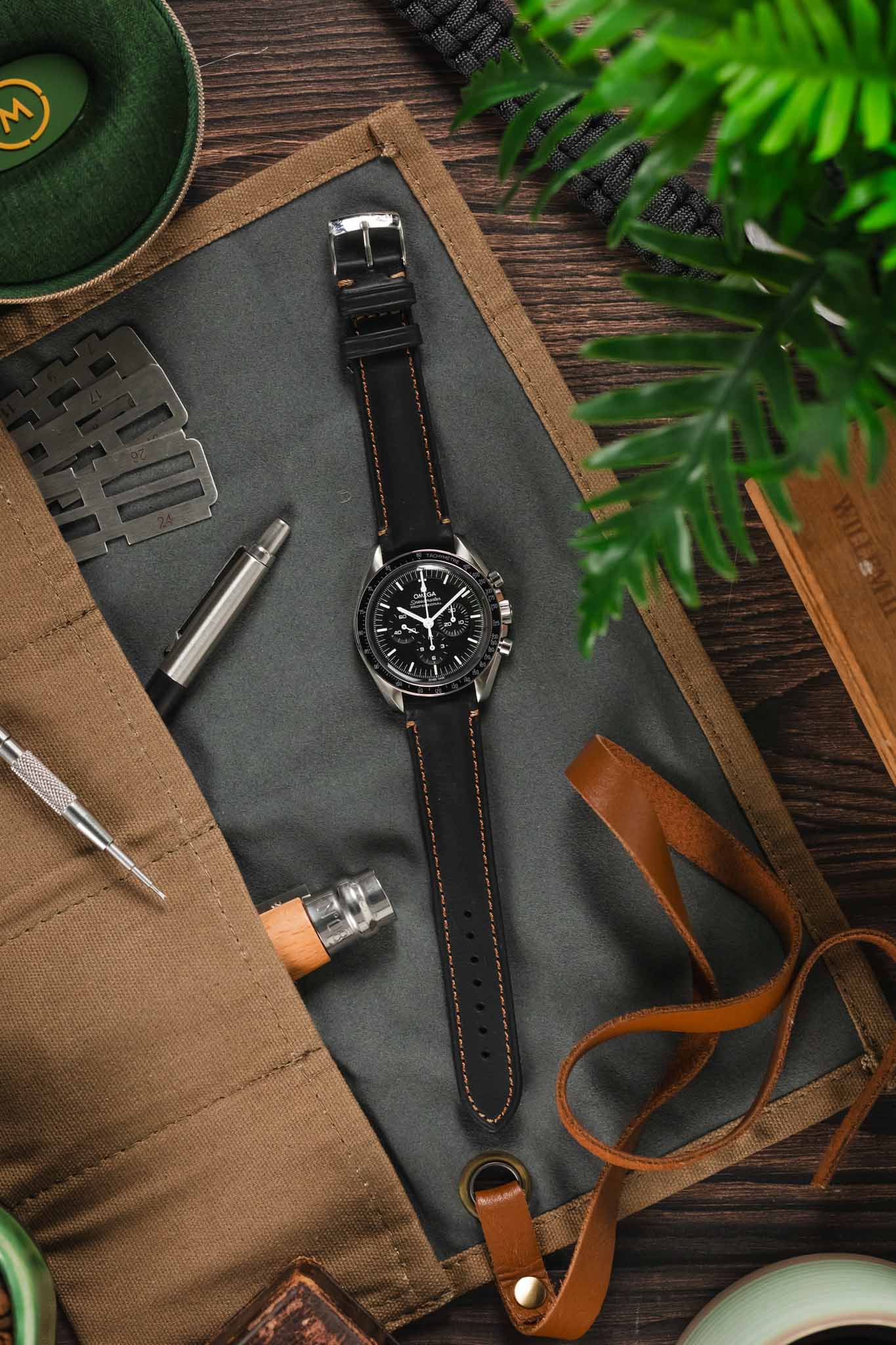 Morellato DERAIN Smooth Calfskin Leather Watch Strap in BLACK - Image 7
