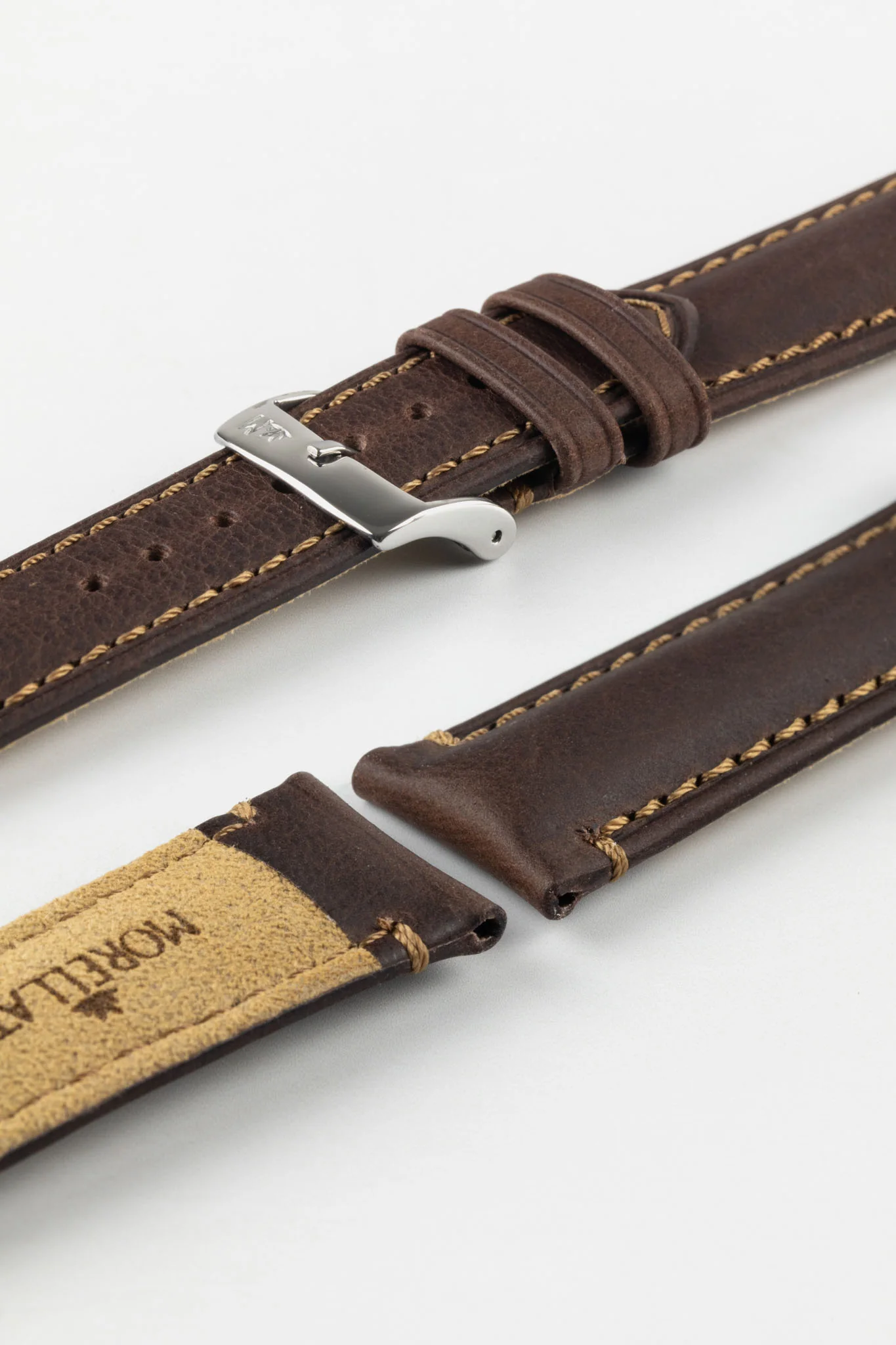 Morellato DERAIN Smooth Calfskin Leather Watch Strap in BROWN - Image 6