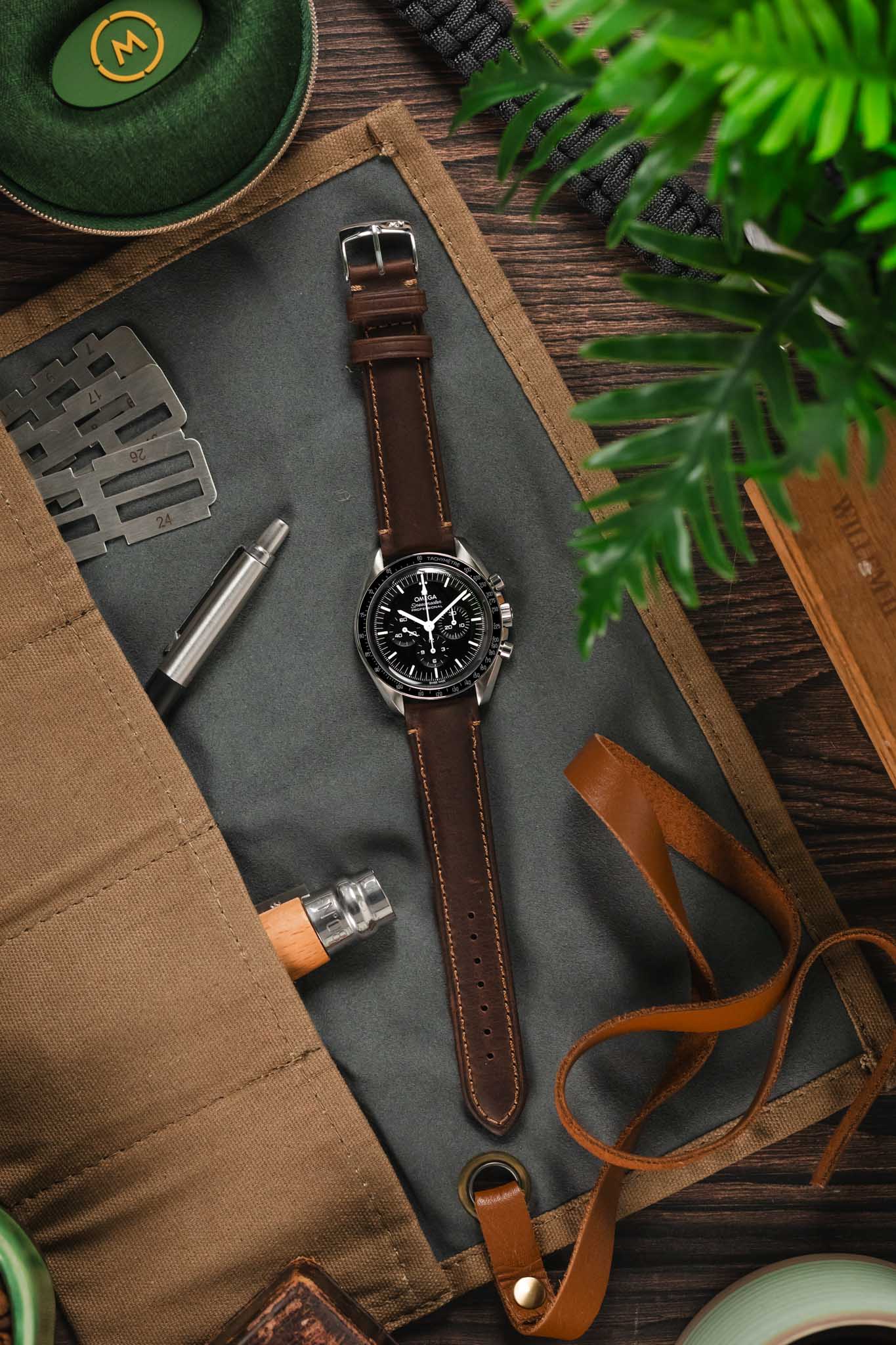 Morellato DERAIN Smooth Calfskin Leather Watch Strap in BROWN - Image 7