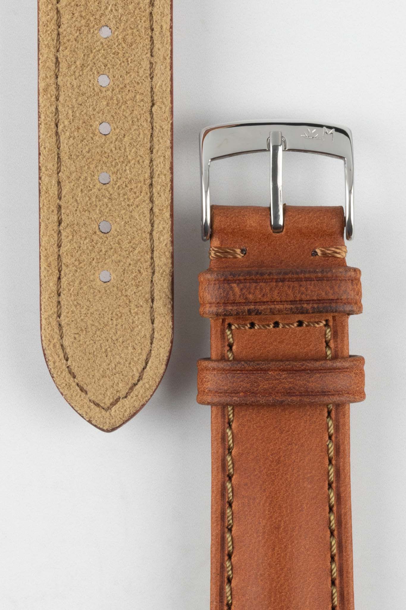 Morellato DERAIN Smooth Calfskin Leather Watch Strap in GOLD BROWN - Image 3